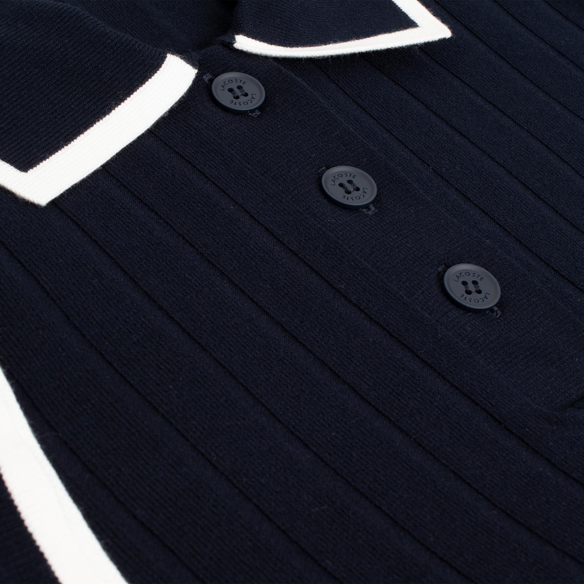Ladies Lacoste Knitted Polo Sweater Navy