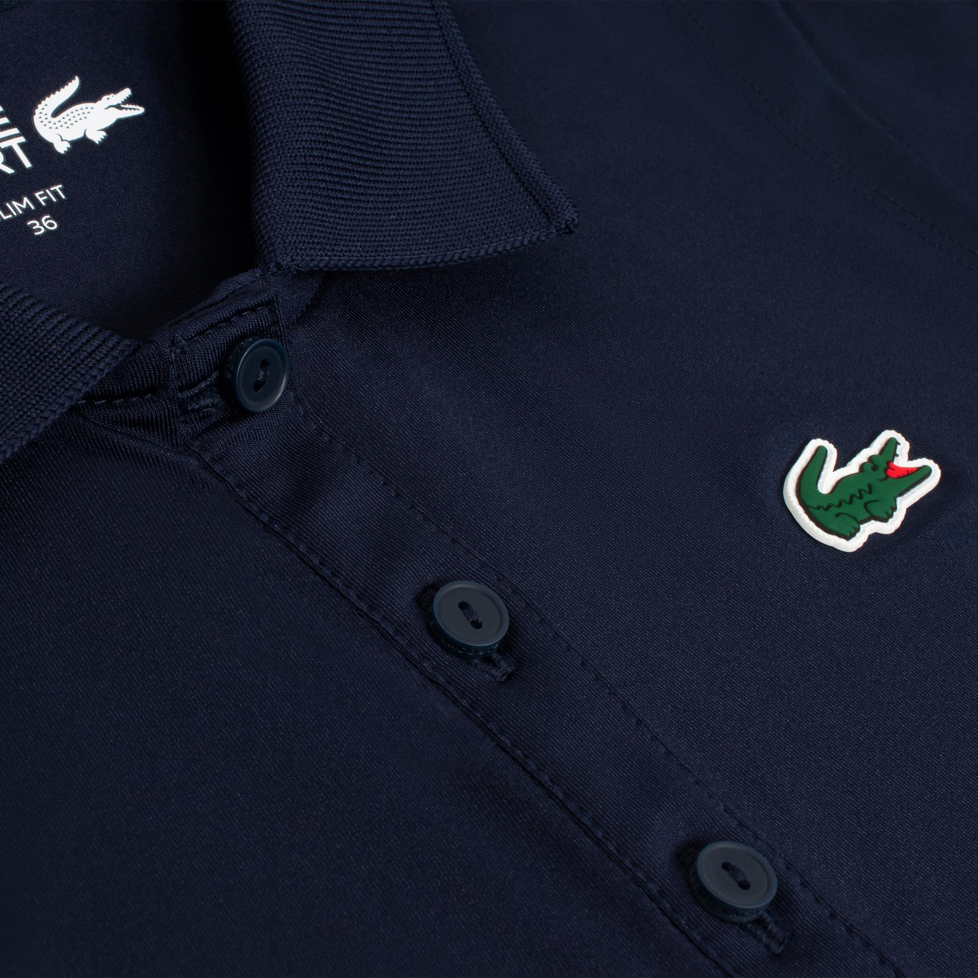 Ladies Lacoste Performance Classic Sleeveless Golf Polo Shirt Navy