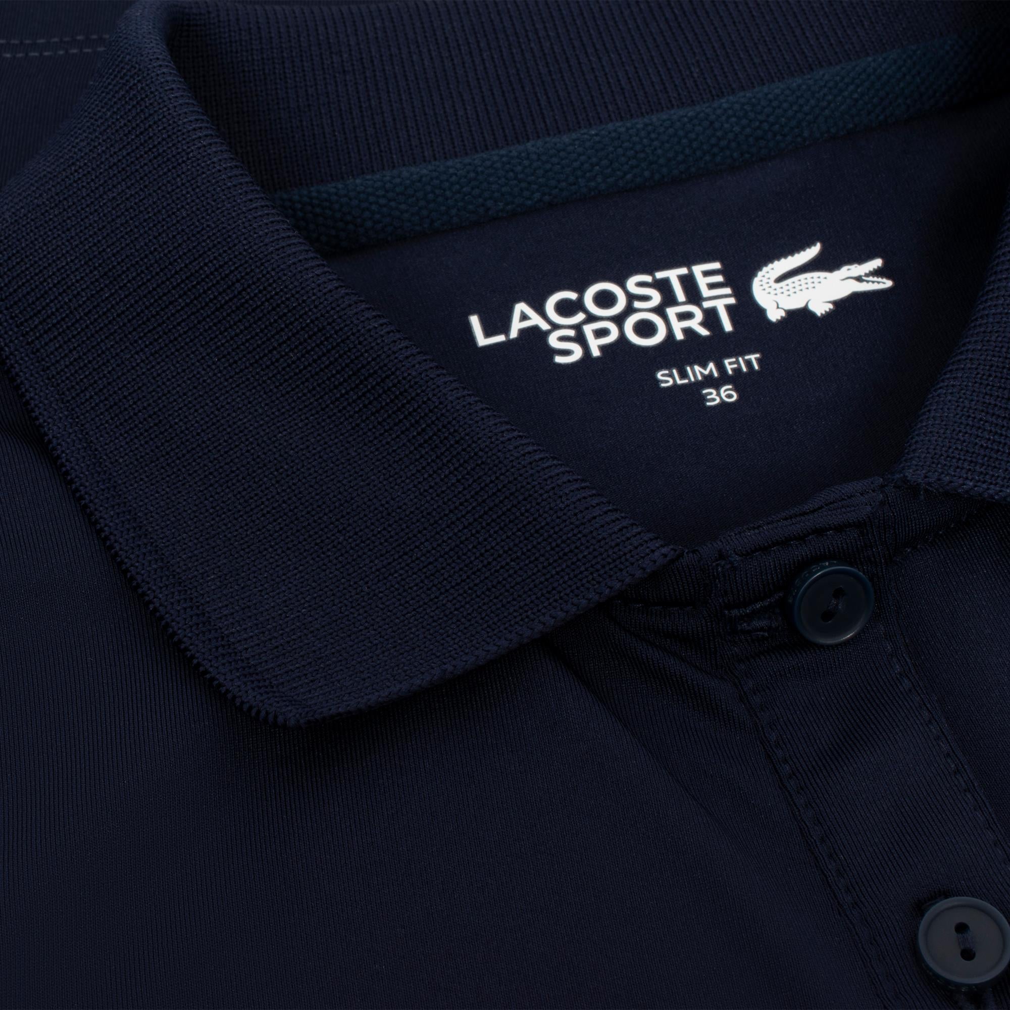 Ladies Lacoste Performance Classic Sleeveless Golf Polo Shirt Navy