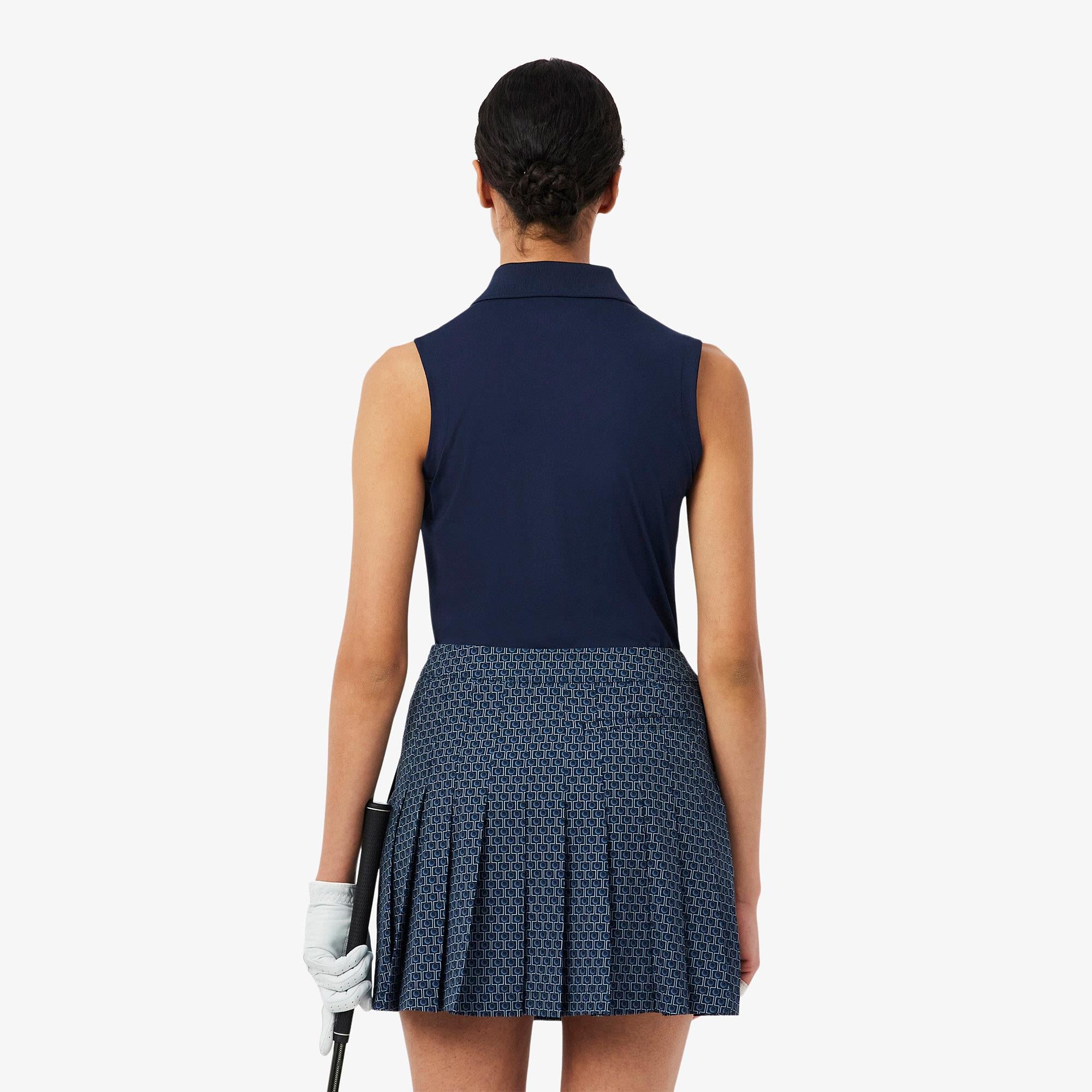 Ladies Lacoste Performance Classic Sleeveless Golf Polo Shirt Navy