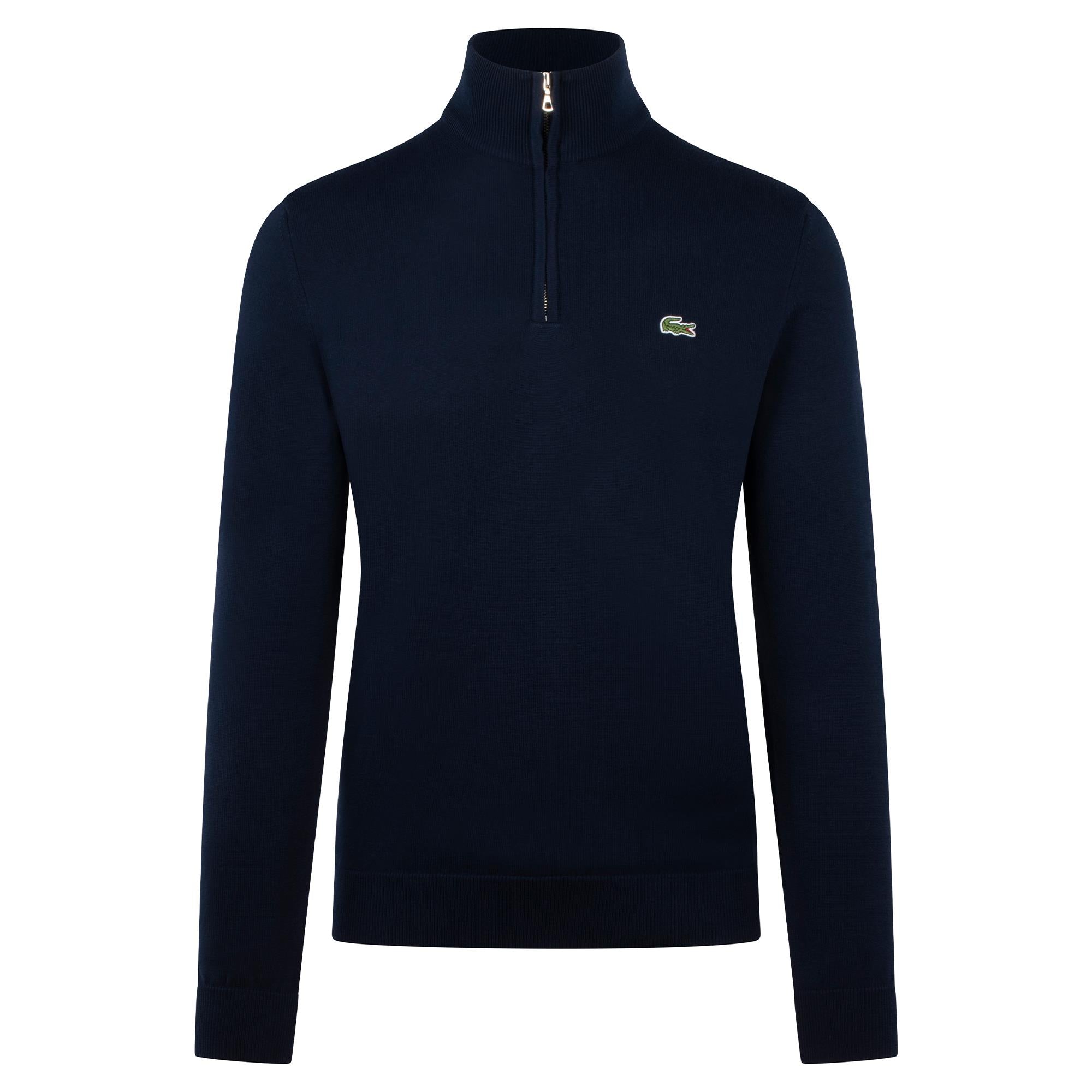 Mens Lacoste Regular Fit Zipped Neck Sweater Navy