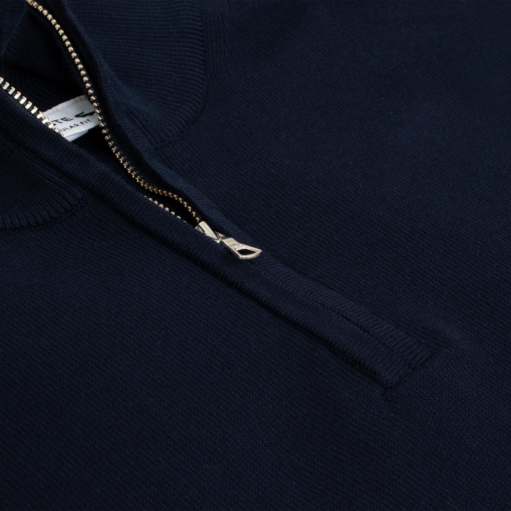 Mens Lacoste Regular Fit Zipped Neck Sweater Navy