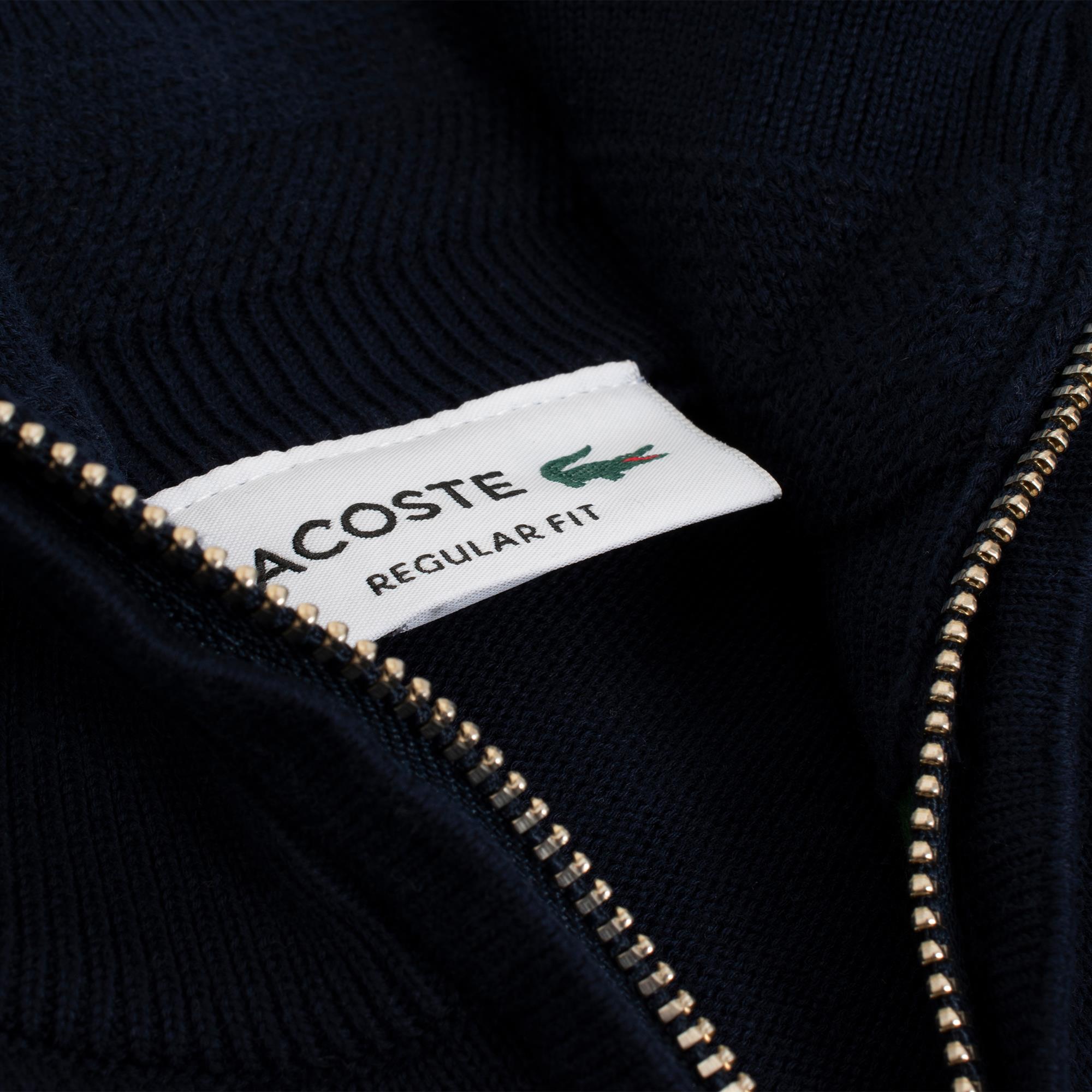 Mens Lacoste Regular Fit Zipped Neck Sweater Navy