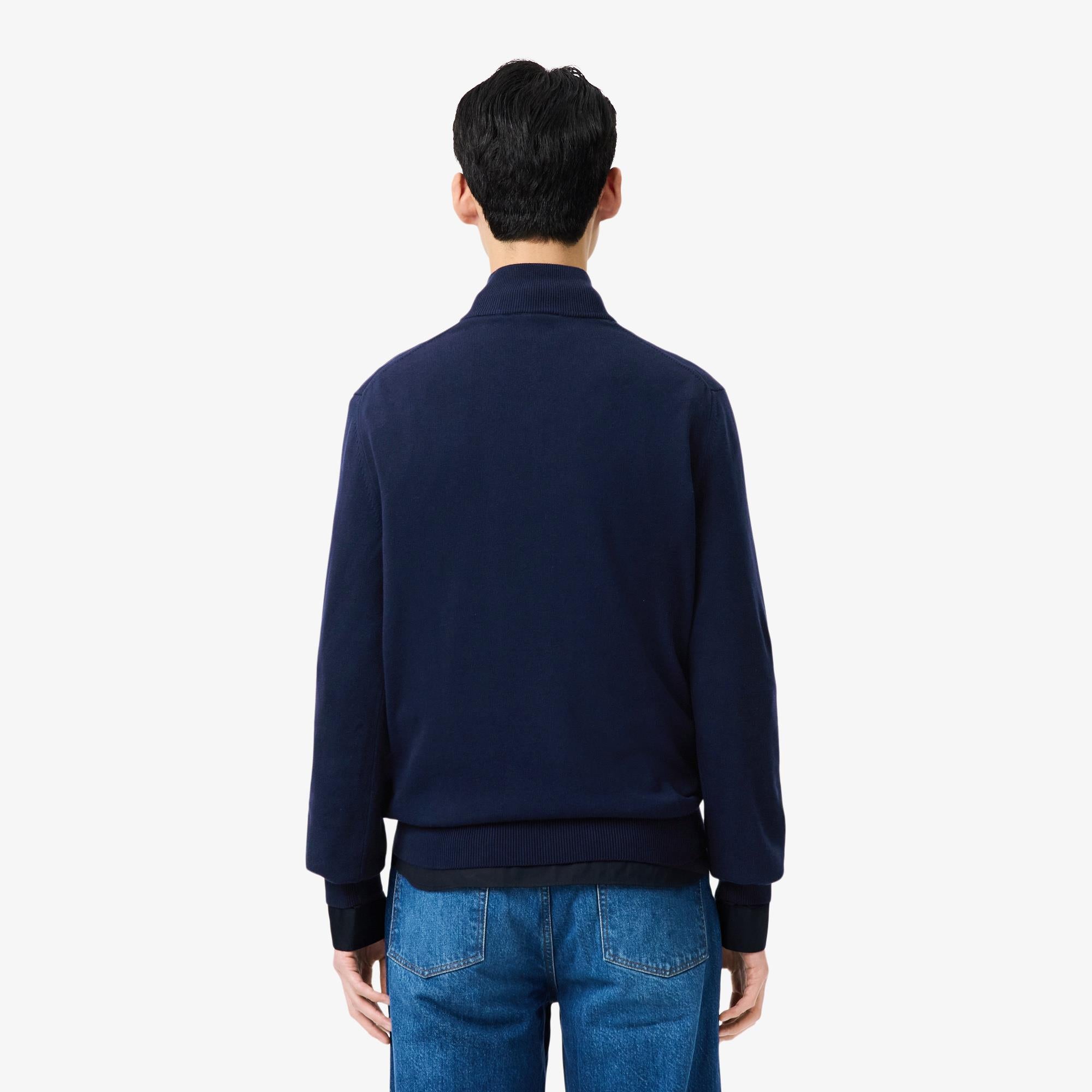 Mens Lacoste Regular Fit Zipped Neck Sweater Navy
