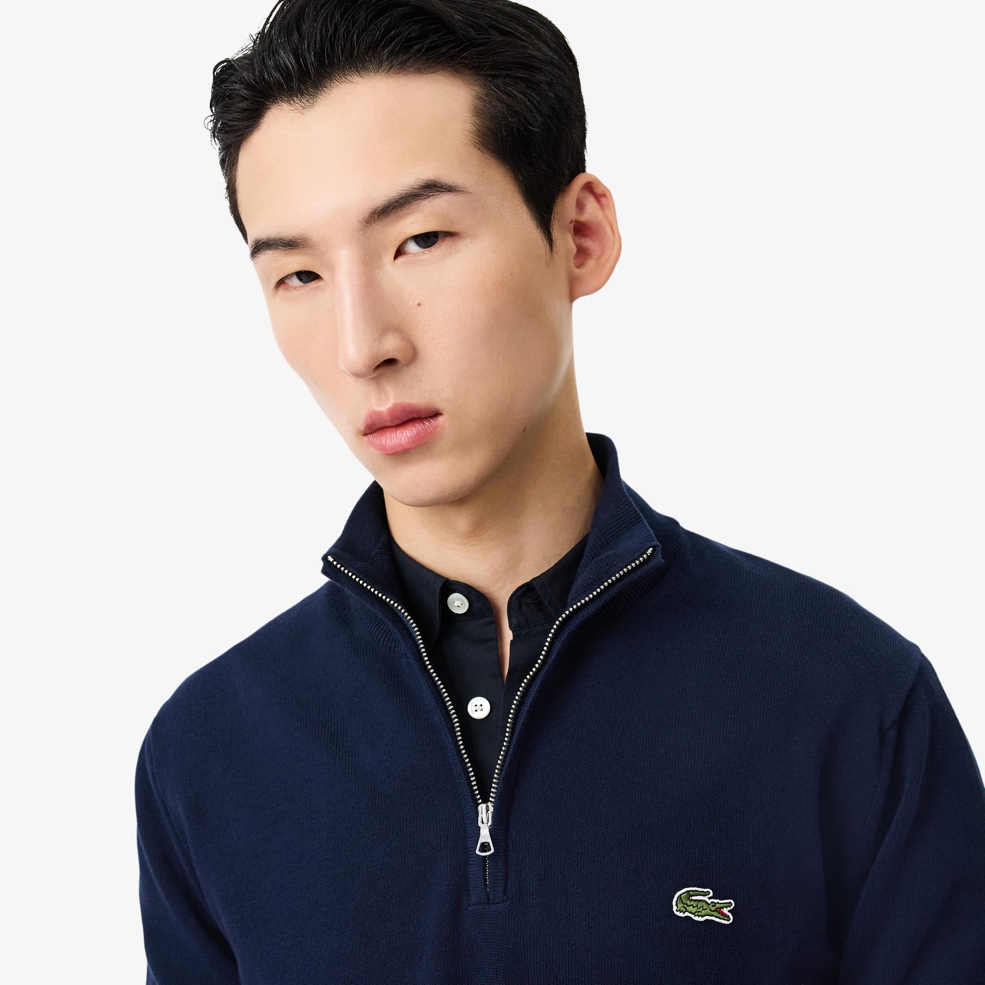 Mens Lacoste Regular Fit Zipped Neck Sweater Navy