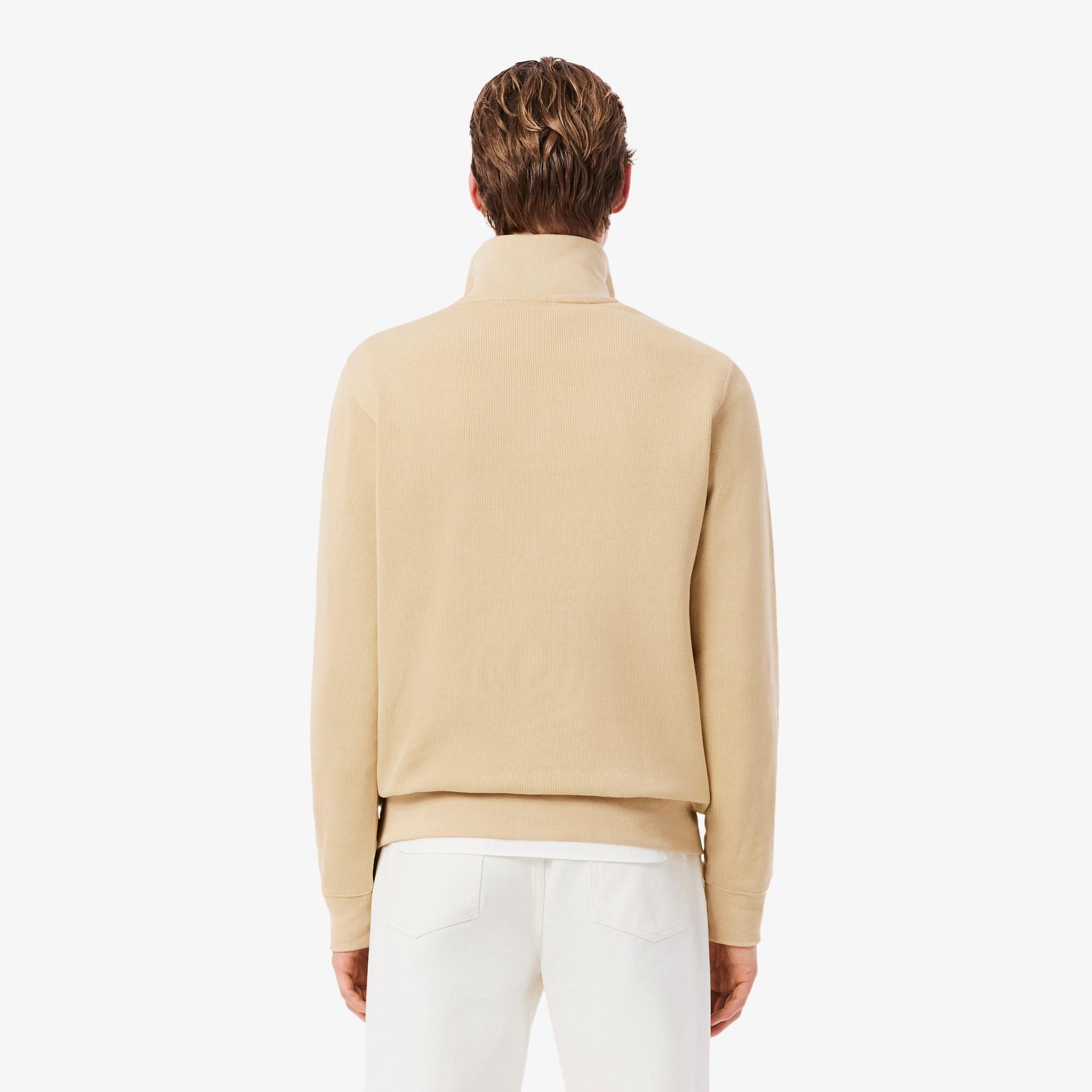 Mens Lacoste Regular Fit Zipped Neck Sweater Millet