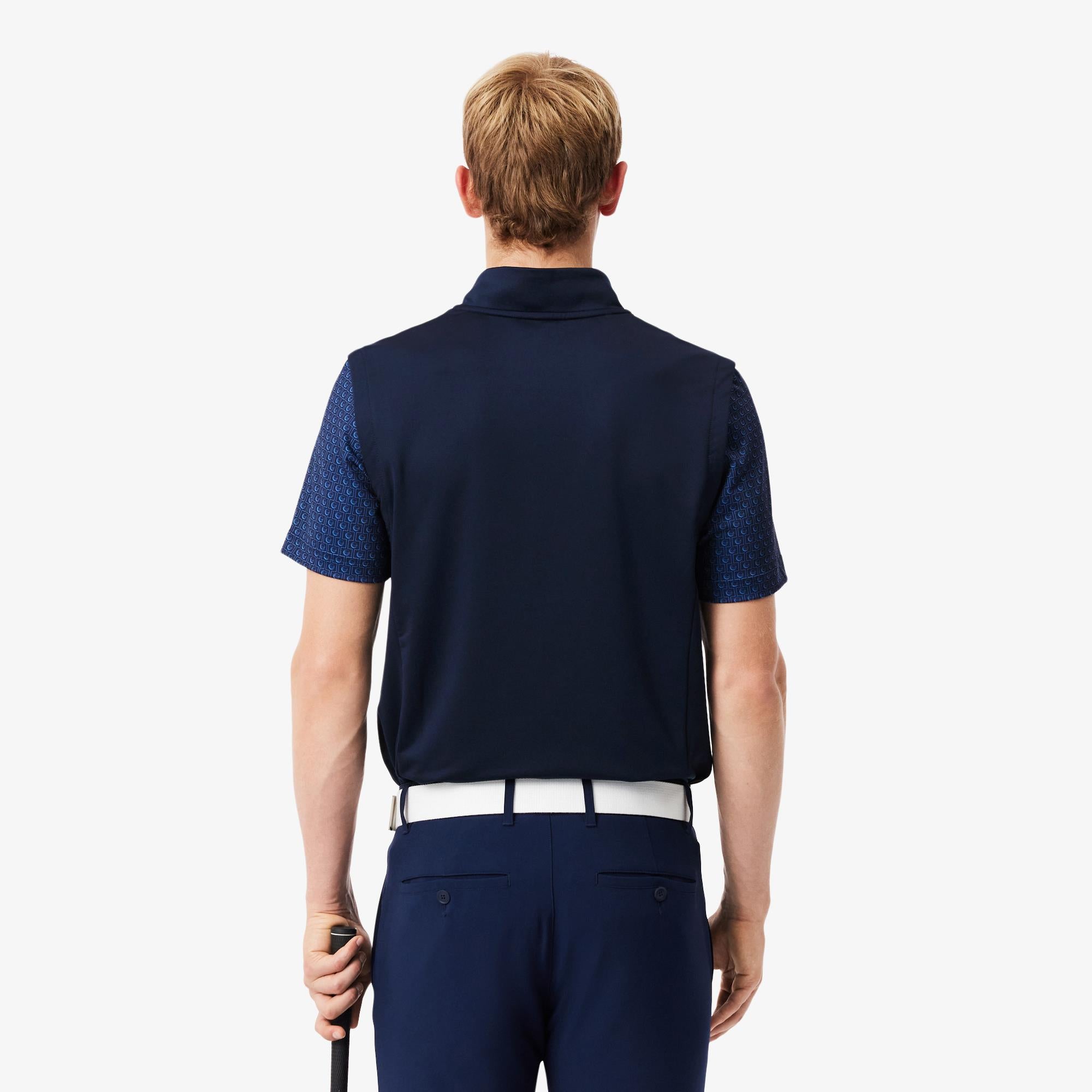 Mens Lacoste 1/4 Zip Sleeveless Golf Mid Layer Navy