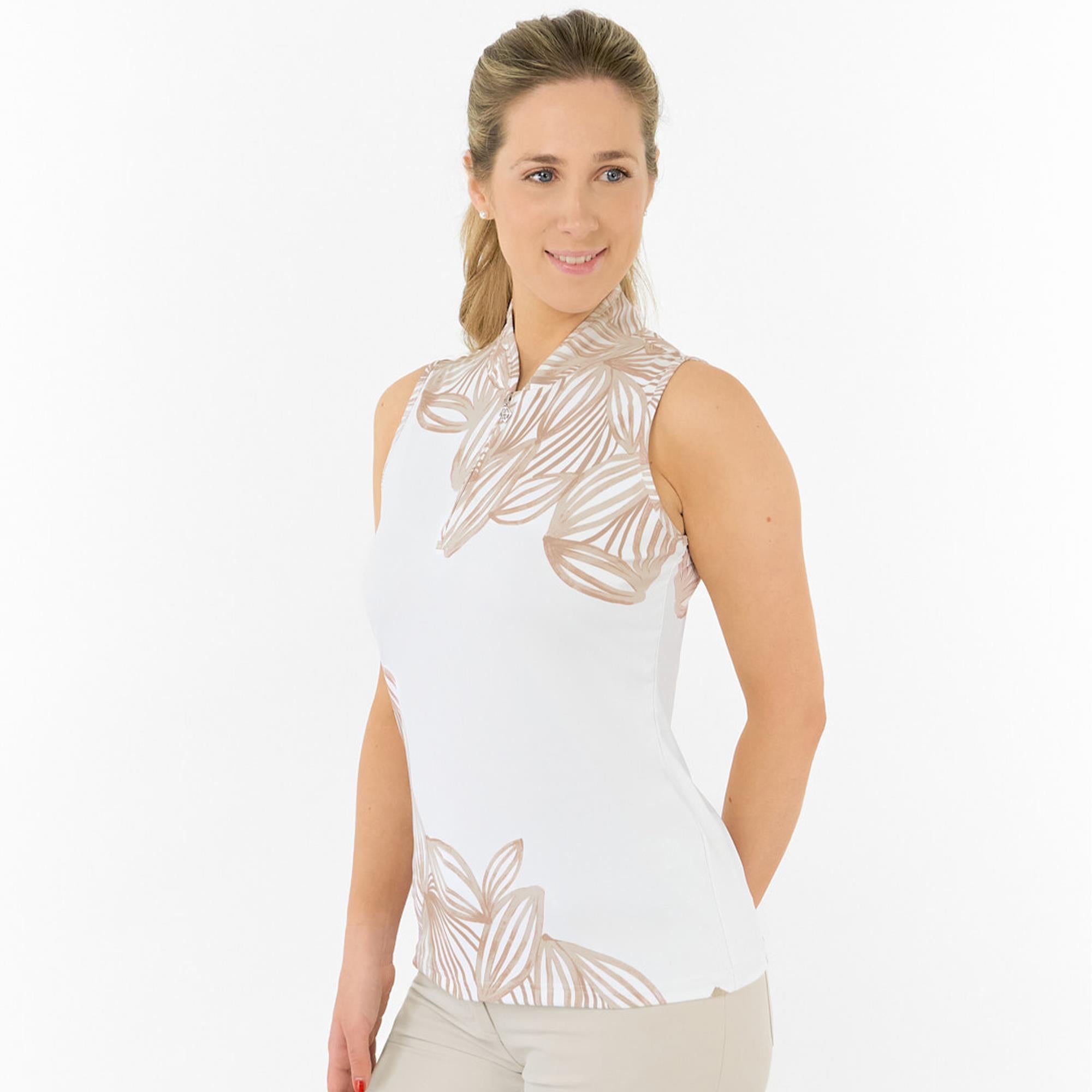 Pure Golf Aria Sleeveless Ladies Golf Polo Shirt Whitecap Whisper