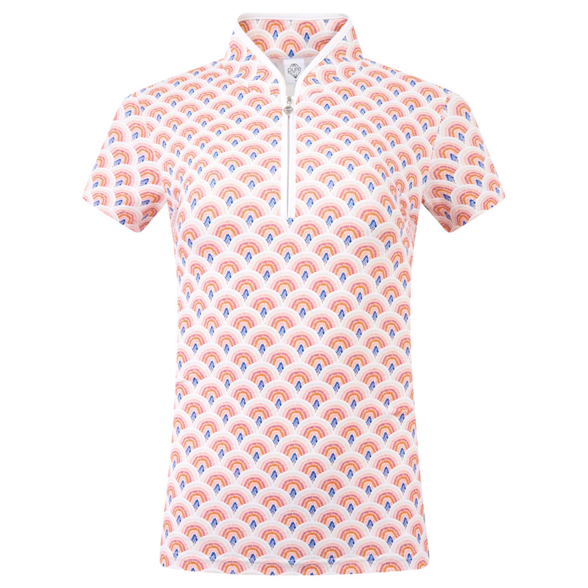 Pure Golf Ellen Short Sleeve Ladies Golf Polo Shirt Mediterranean Sunset