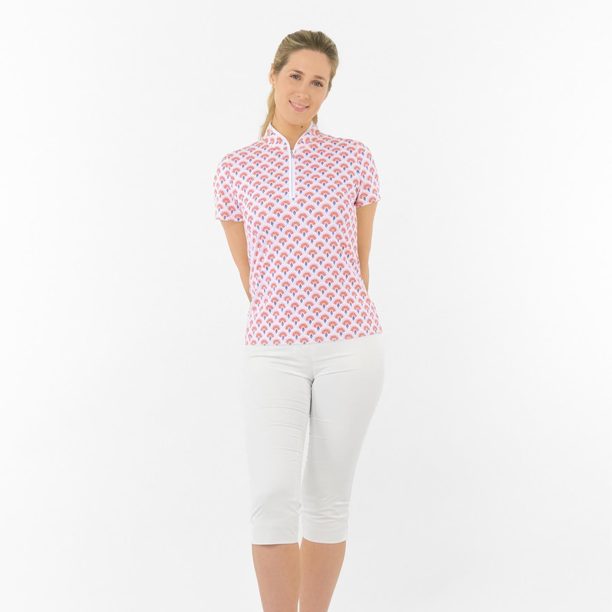 Pure Golf Ellen Short Sleeve Ladies Golf Polo Shirt Mediterranean Sunset