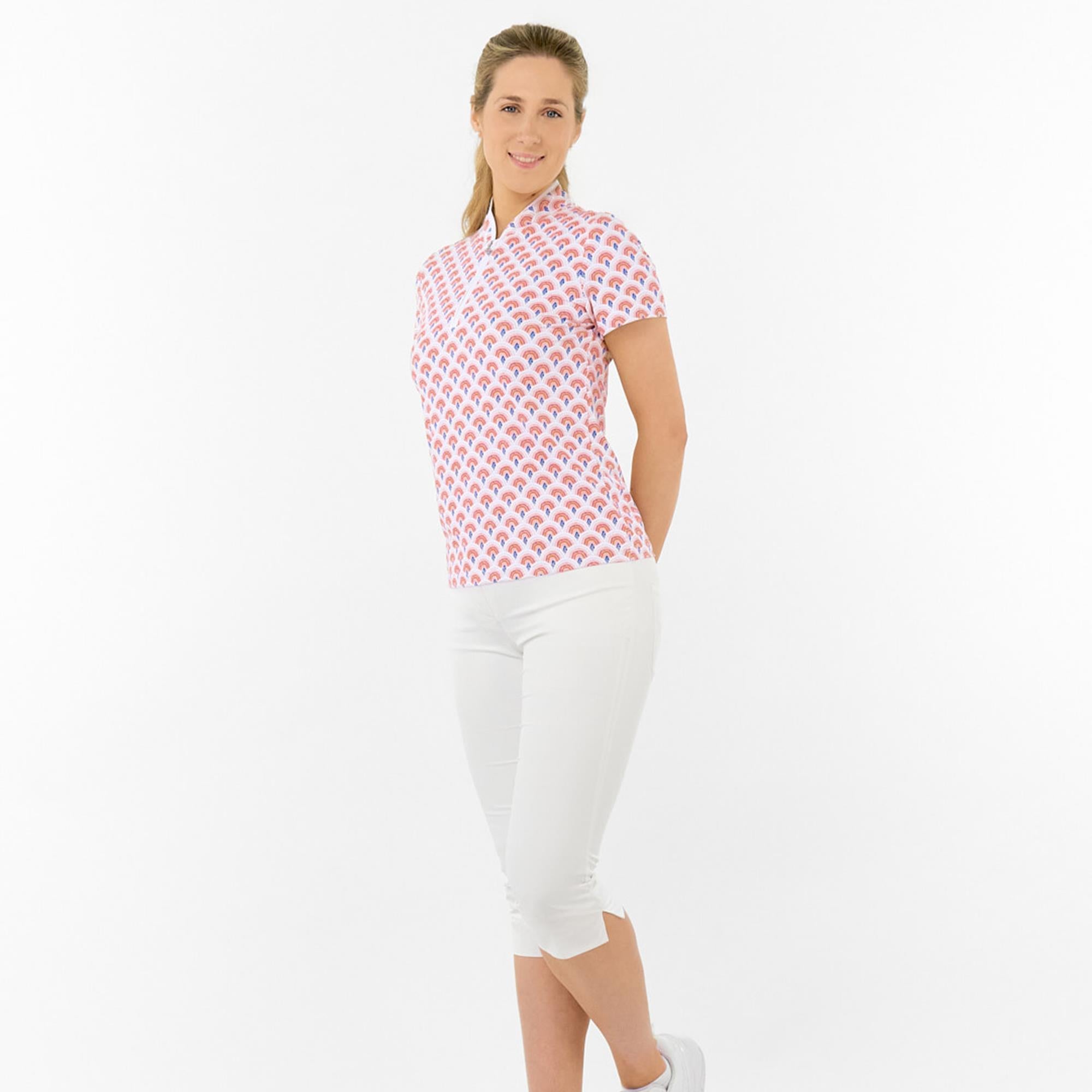 Pure Golf Ellen Short Sleeve Ladies Golf Polo Shirt Mediterranean Sunset