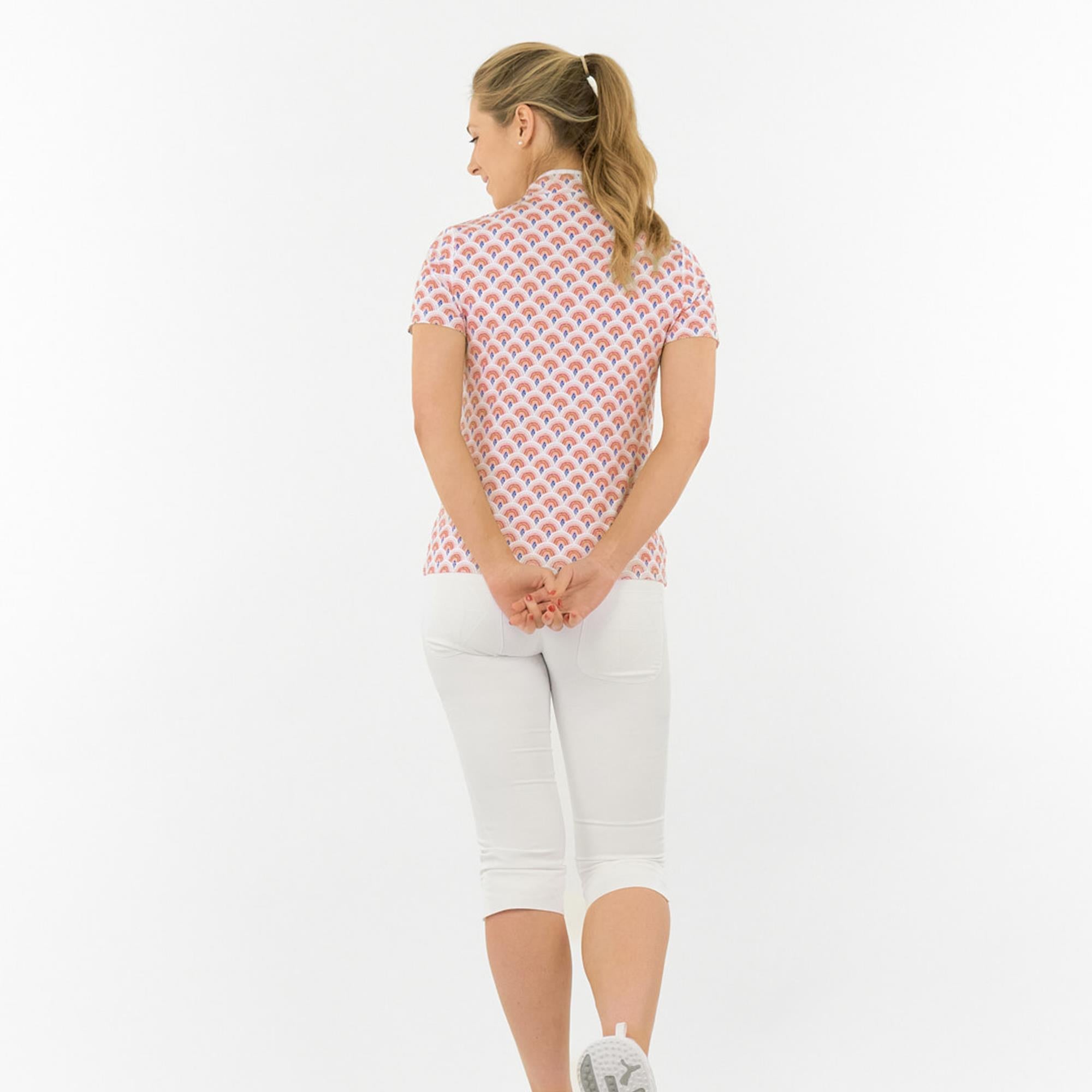 Pure Golf Ellen Short Sleeve Ladies Golf Polo Shirt Mediterranean Sunset