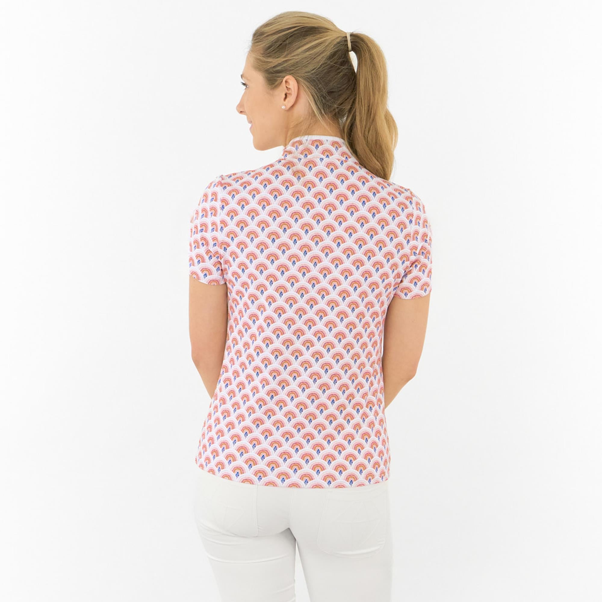Pure Golf Ellen Short Sleeve Ladies Golf Polo Shirt Mediterranean Sunset