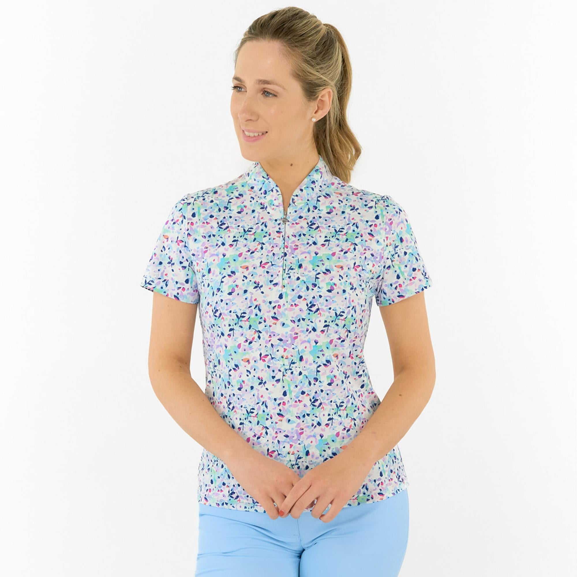 Pure Golf Ellen Short Sleeve Ladies Golf Polo Shirt Mirrored Moonstone