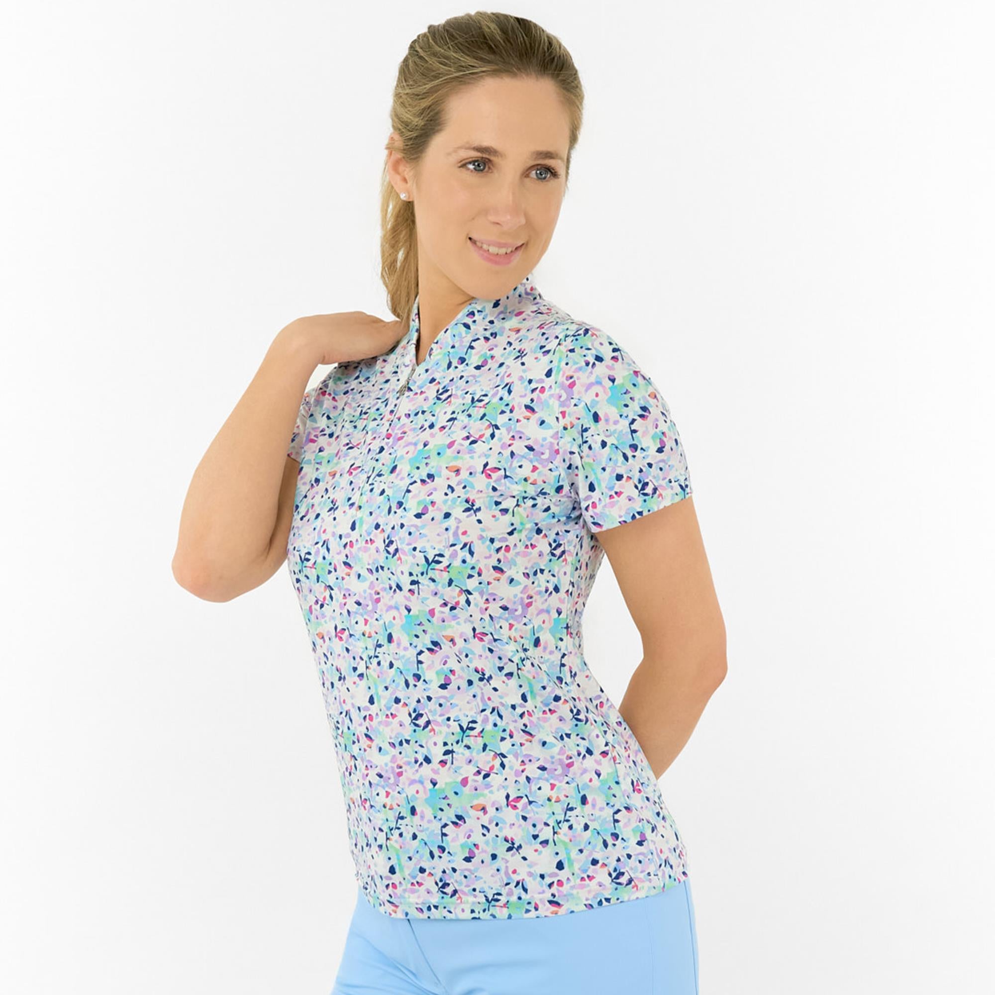 Pure Golf Ellen Short Sleeve Ladies Golf Polo Shirt Mirrored Moonstone