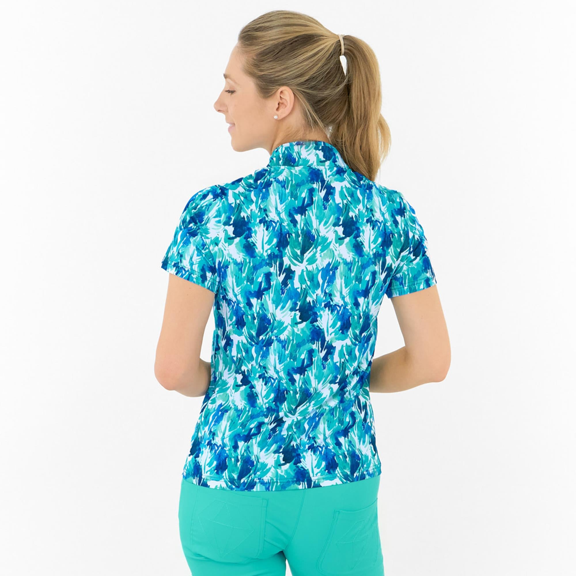 Pure Golf Ellen Short Sleeve Ladies Golf Polo Shirt Water Lily