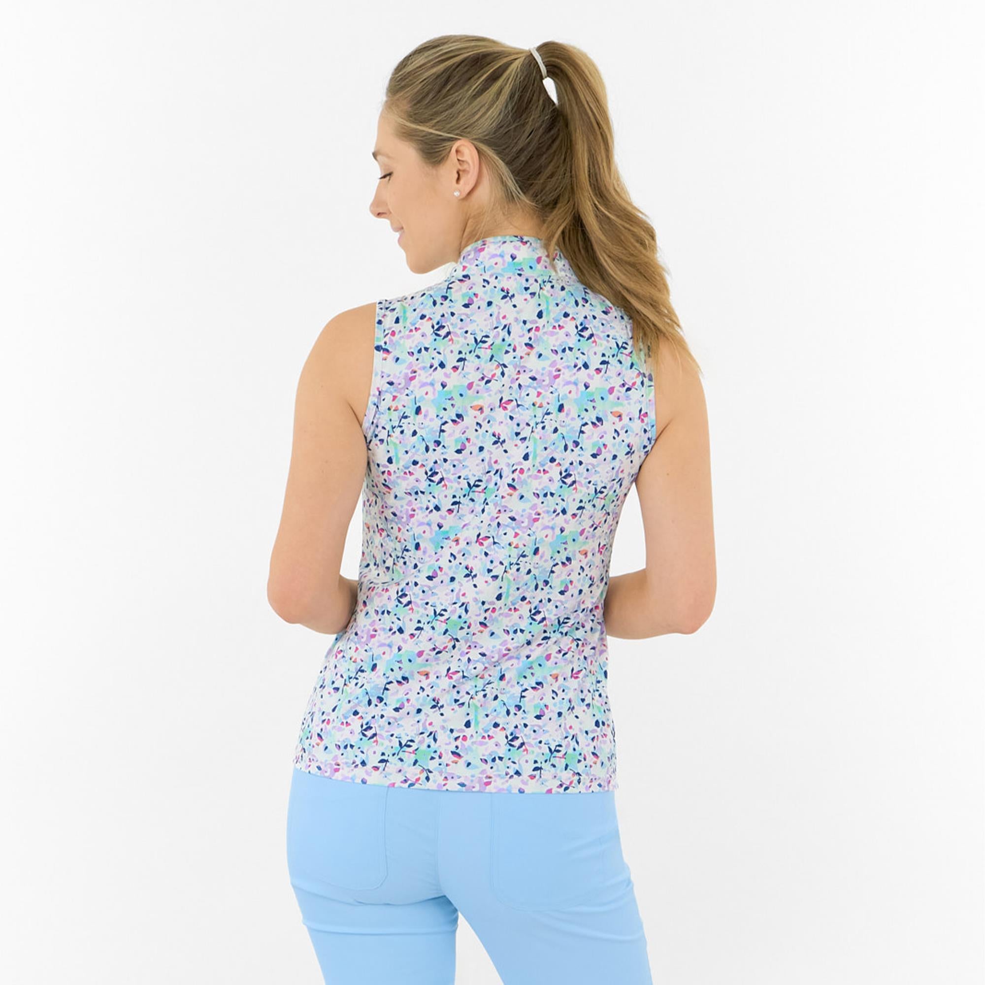 Pure Golf Ellen Sleeveless Ladies Golf Polo Shirt Mirrored Moonstone