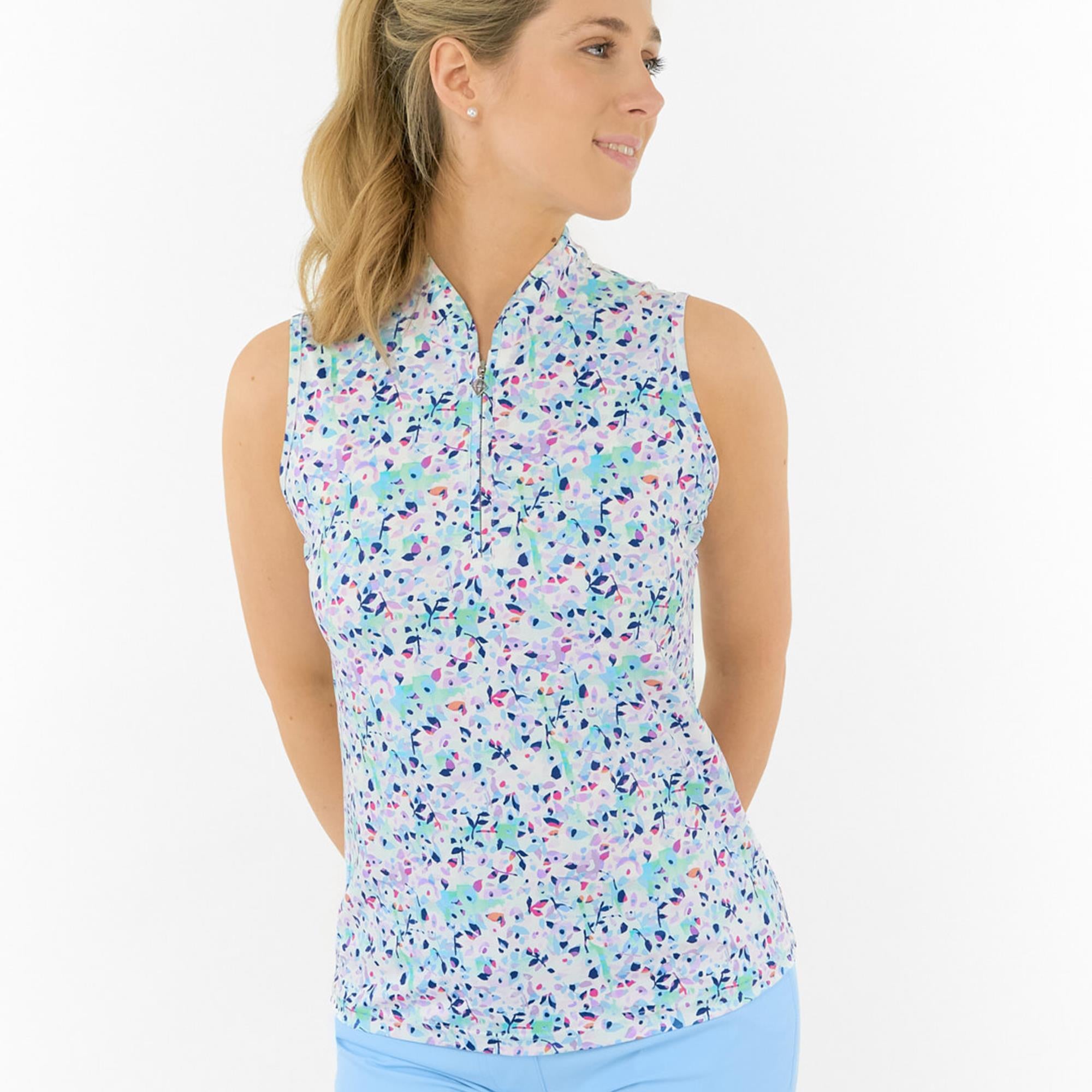 Pure Golf Ellen Sleeveless Ladies Golf Polo Shirt Mirrored Moonstone