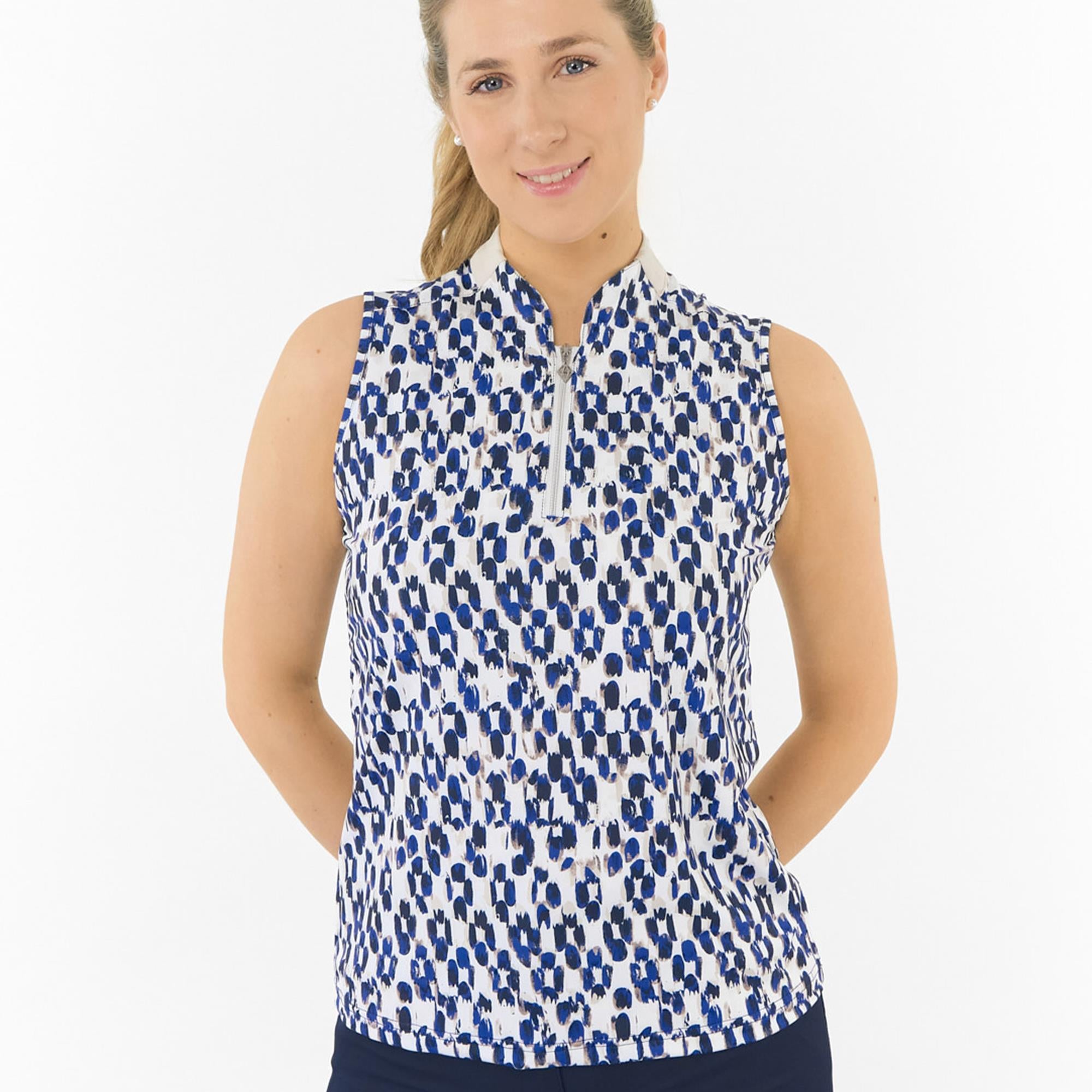 Pure Golf Felicity Sleeveless Ladies Golf Polo Shirt Sands Of Time