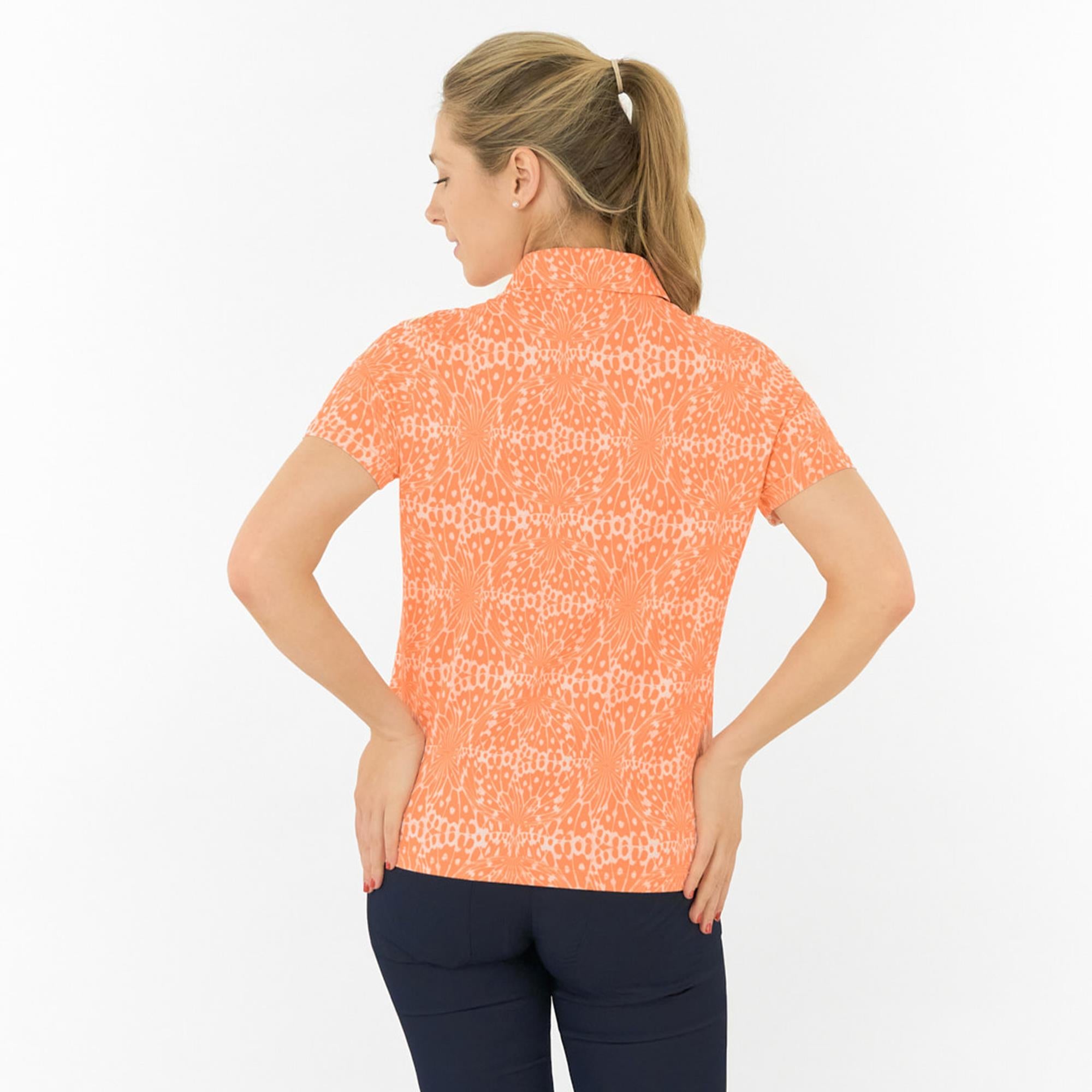 Pure Golf Amity Short Sleeve Ladies Golf Polo Shirt Cantaloupe Crescent