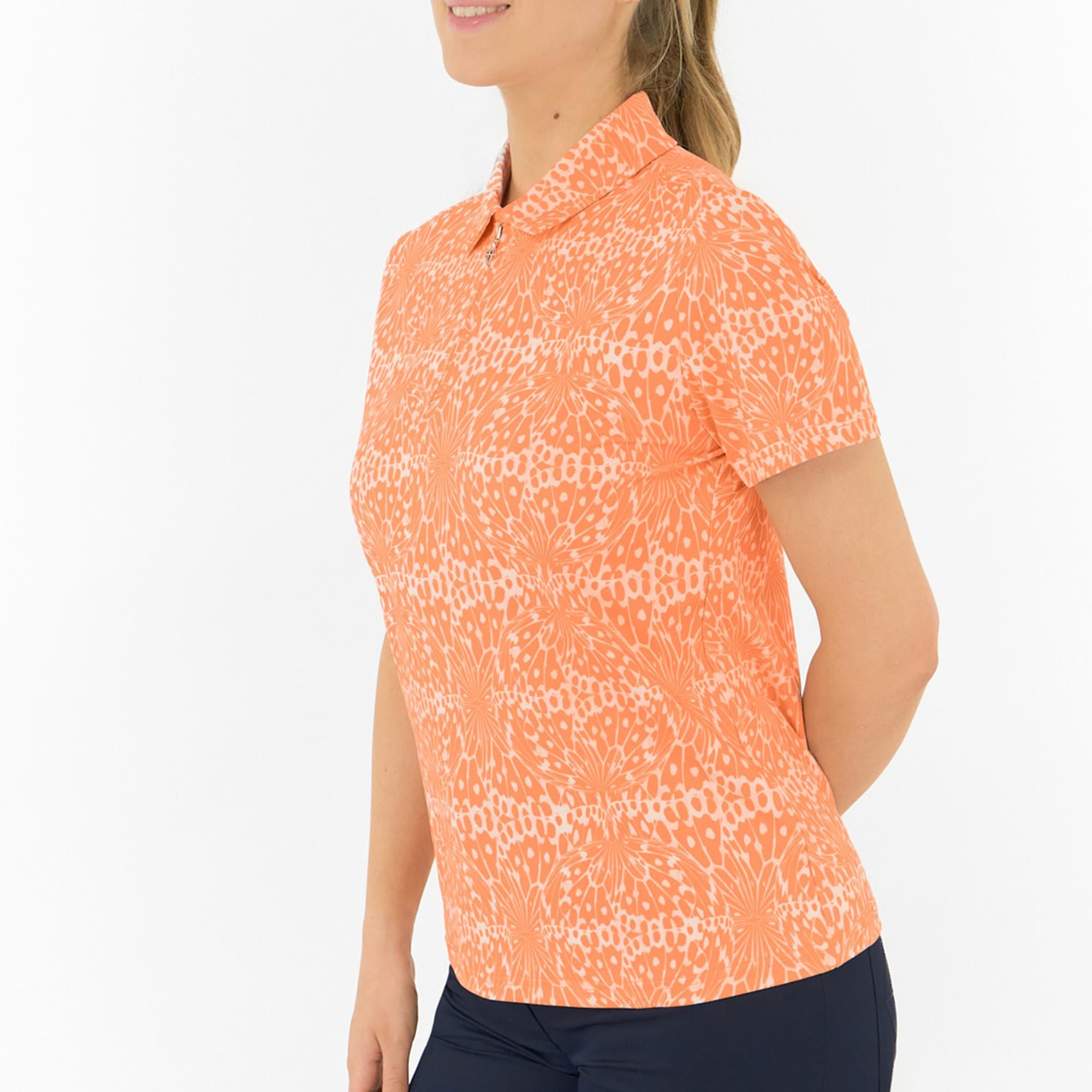 Pure Golf Amity Short Sleeve Ladies Golf Polo Shirt Cantaloupe Crescent