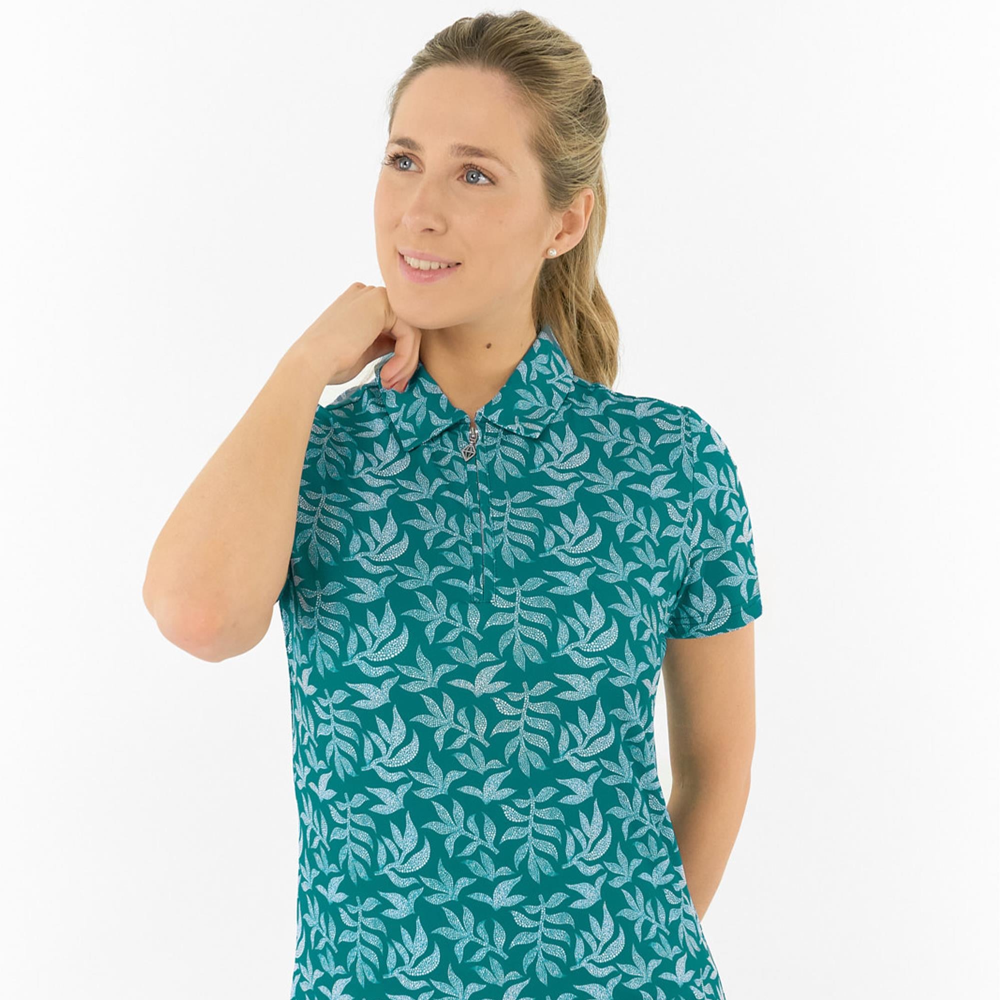 Pure Golf Amity Short Sleeve Ladies Golf Polo Shirt Teal Frondescence