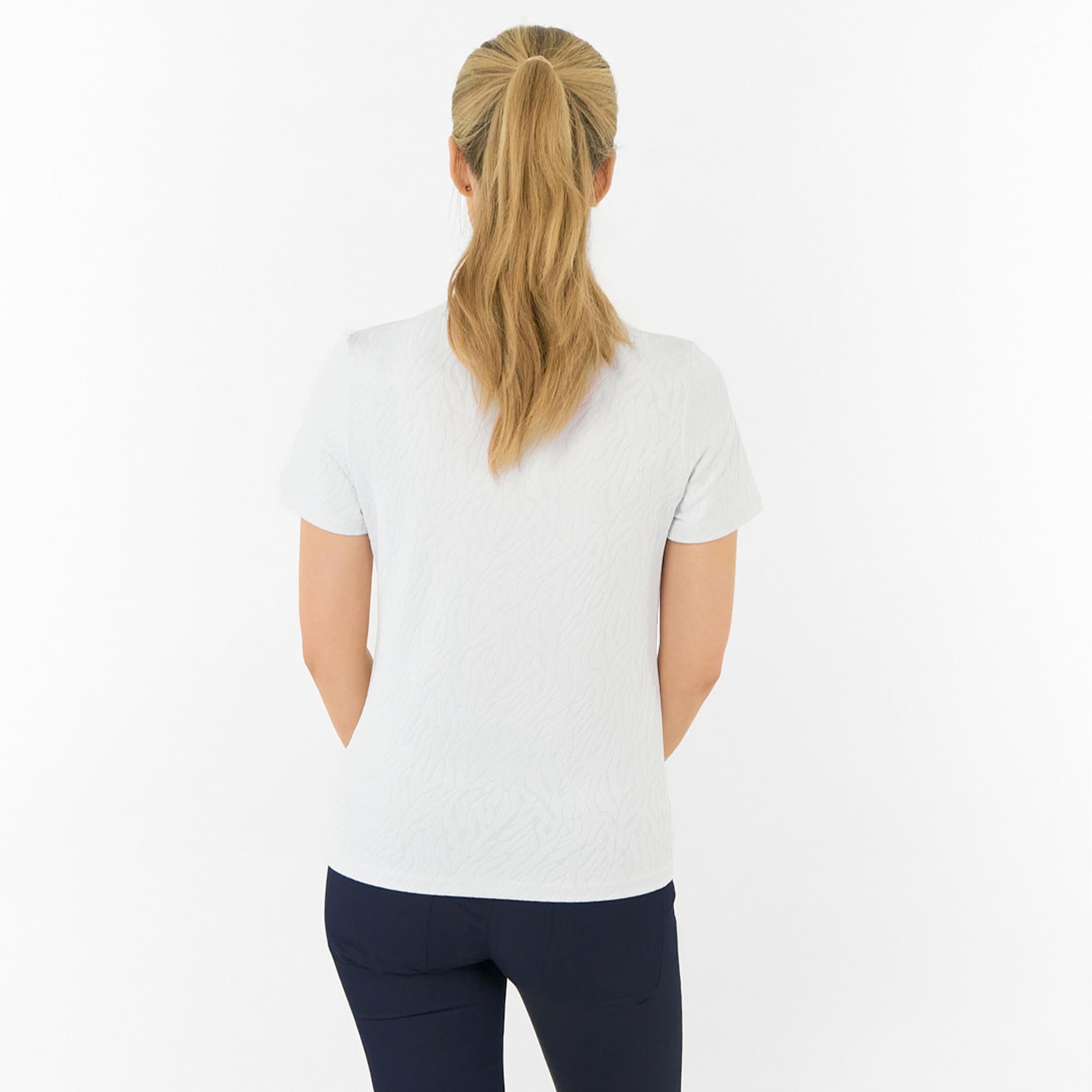 Pure Golf Rebecca Lily Textured Short Sleeve Ladies Golf Polo Shirt White