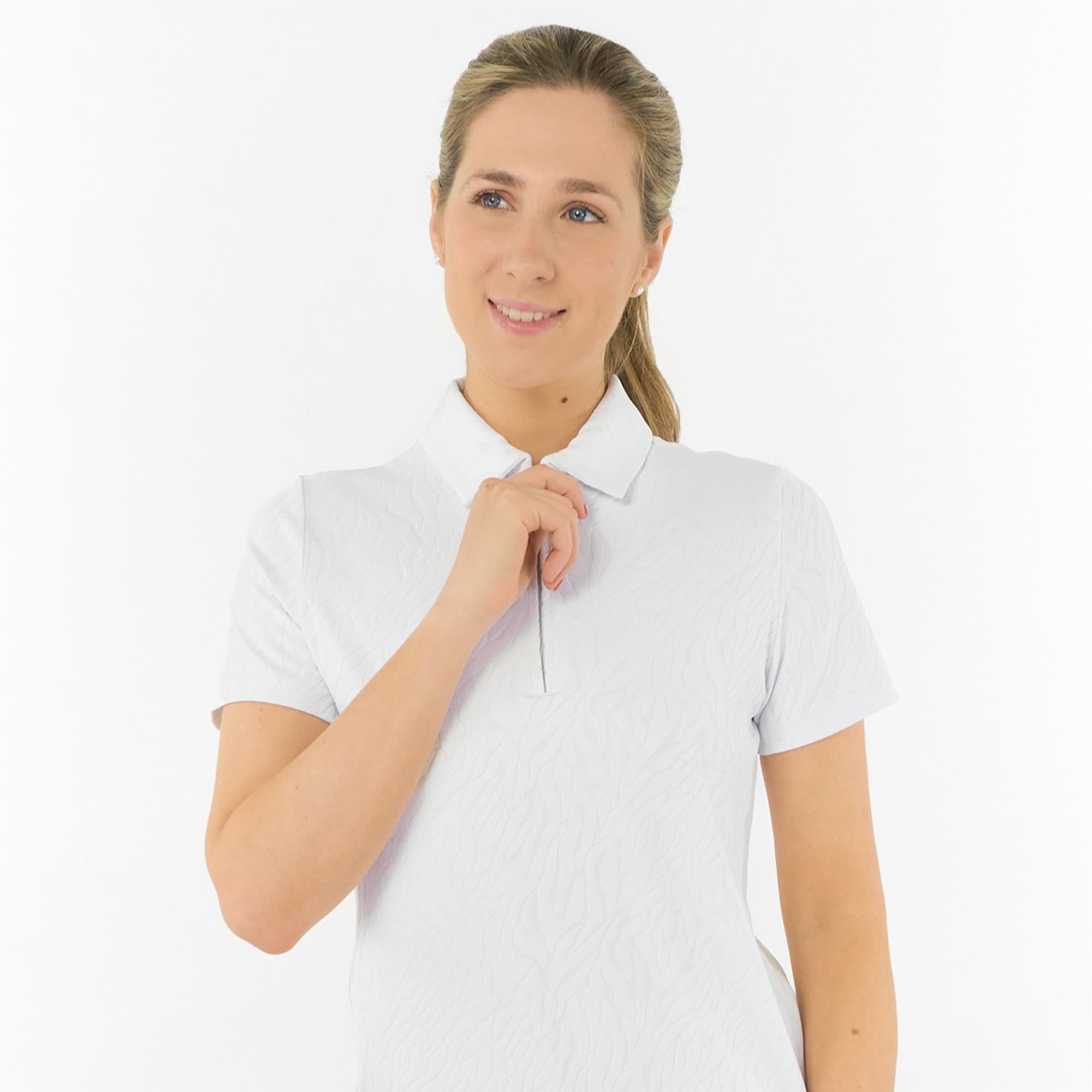 Pure Golf Rebecca Lily Textured Short Sleeve Ladies Golf Polo Shirt White
