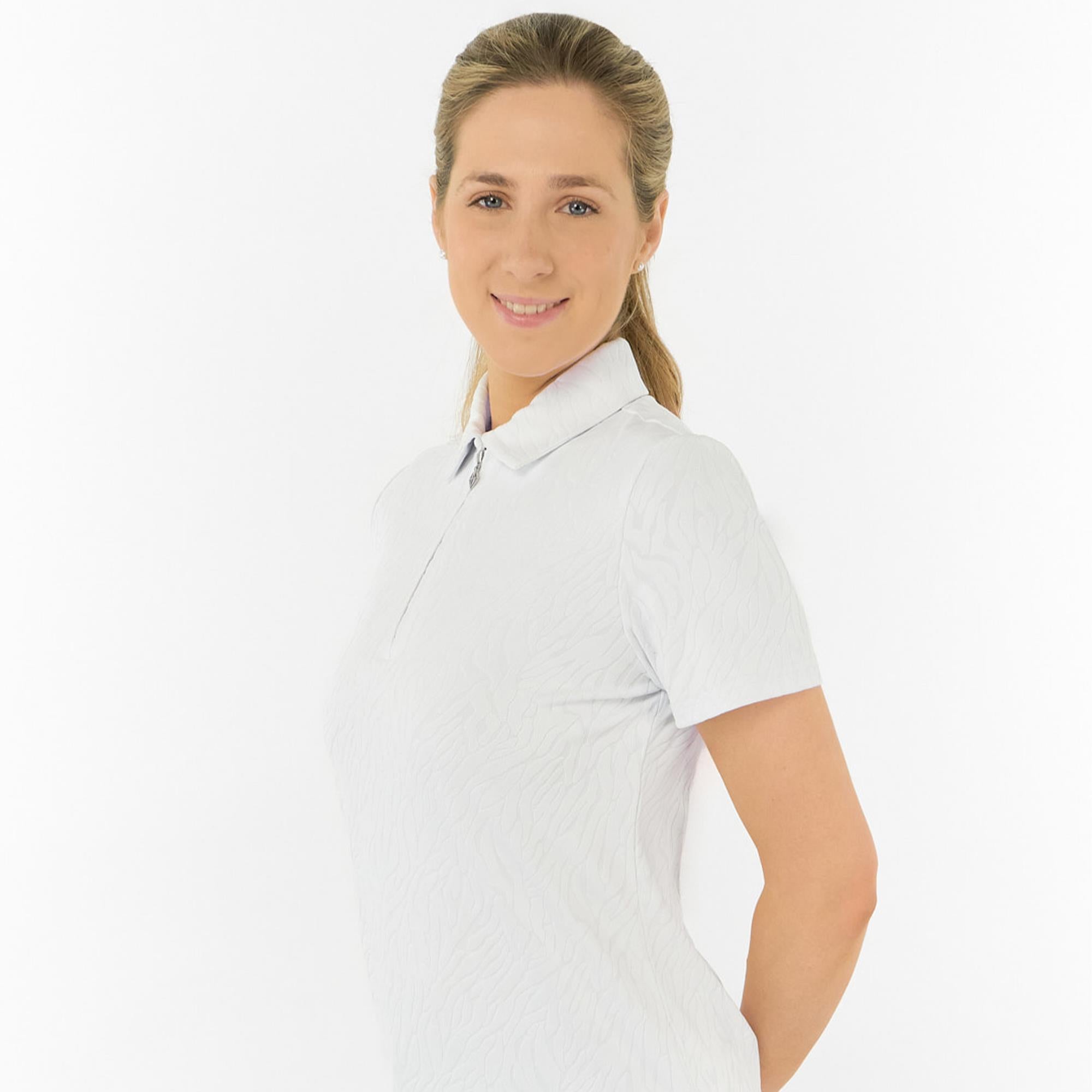 Pure Golf Rebecca Lily Textured Short Sleeve Ladies Golf Polo Shirt White