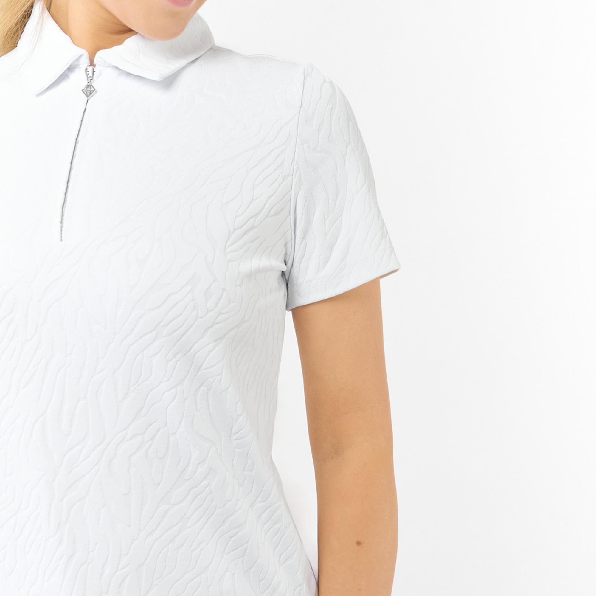 Pure Golf Rebecca Lily Textured Short Sleeve Ladies Golf Polo Shirt White