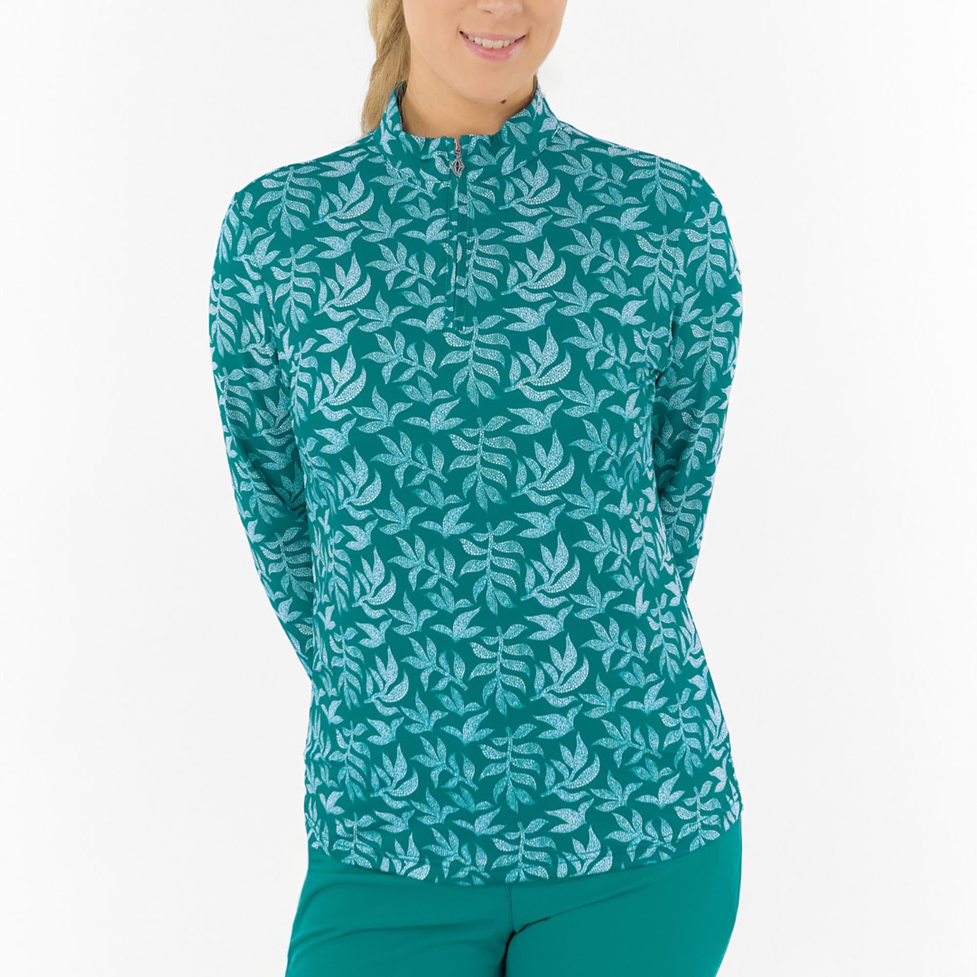 Pure Golf Serenity Ladies Golf Mid Layer Teal Frondescence