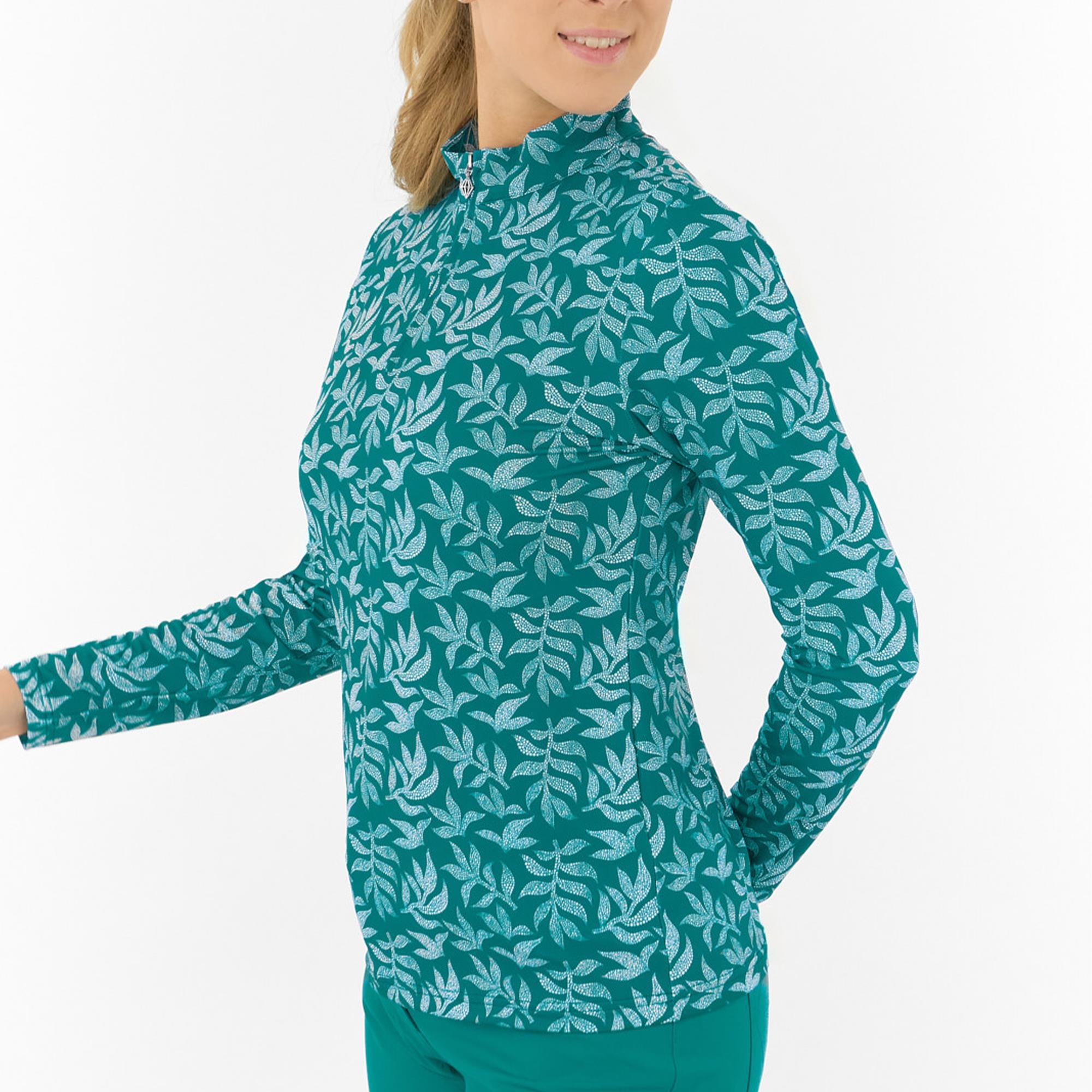 Pure Golf Serenity Ladies Golf Mid Layer Teal Frondescence