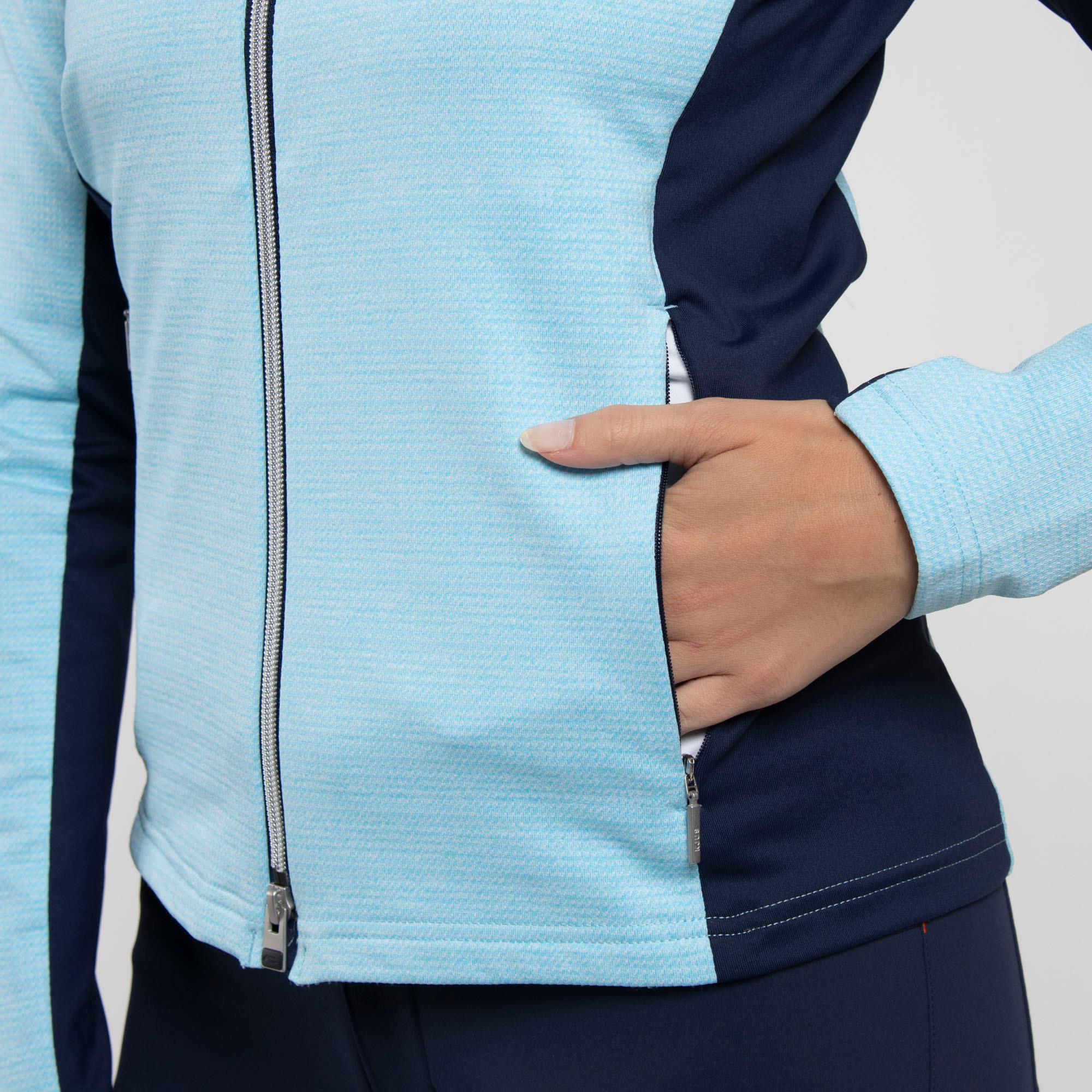 KJUS Emelia Ladies Golf Mid Layer Poolside/Atlanta Blue