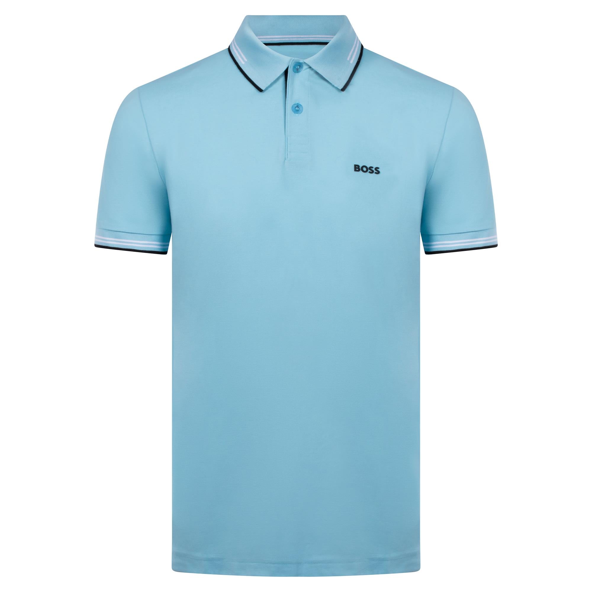 Boss Paul Stretch Cotton Slim Fit Polo Shirt Light Pastel Blue