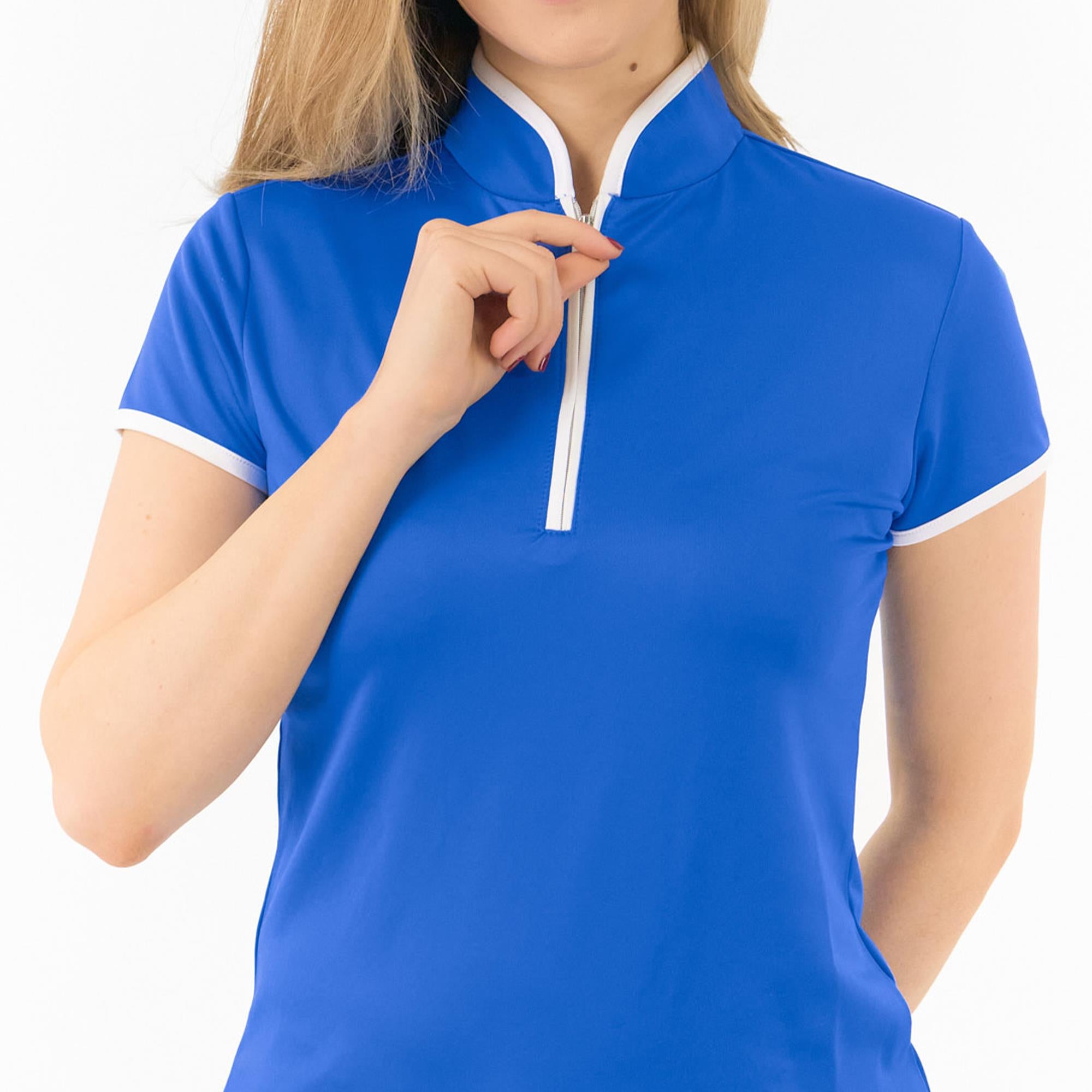 Pure Golf Bloom2 Ladies Cap Sleeve Golf Polo Shirt Royal Blue