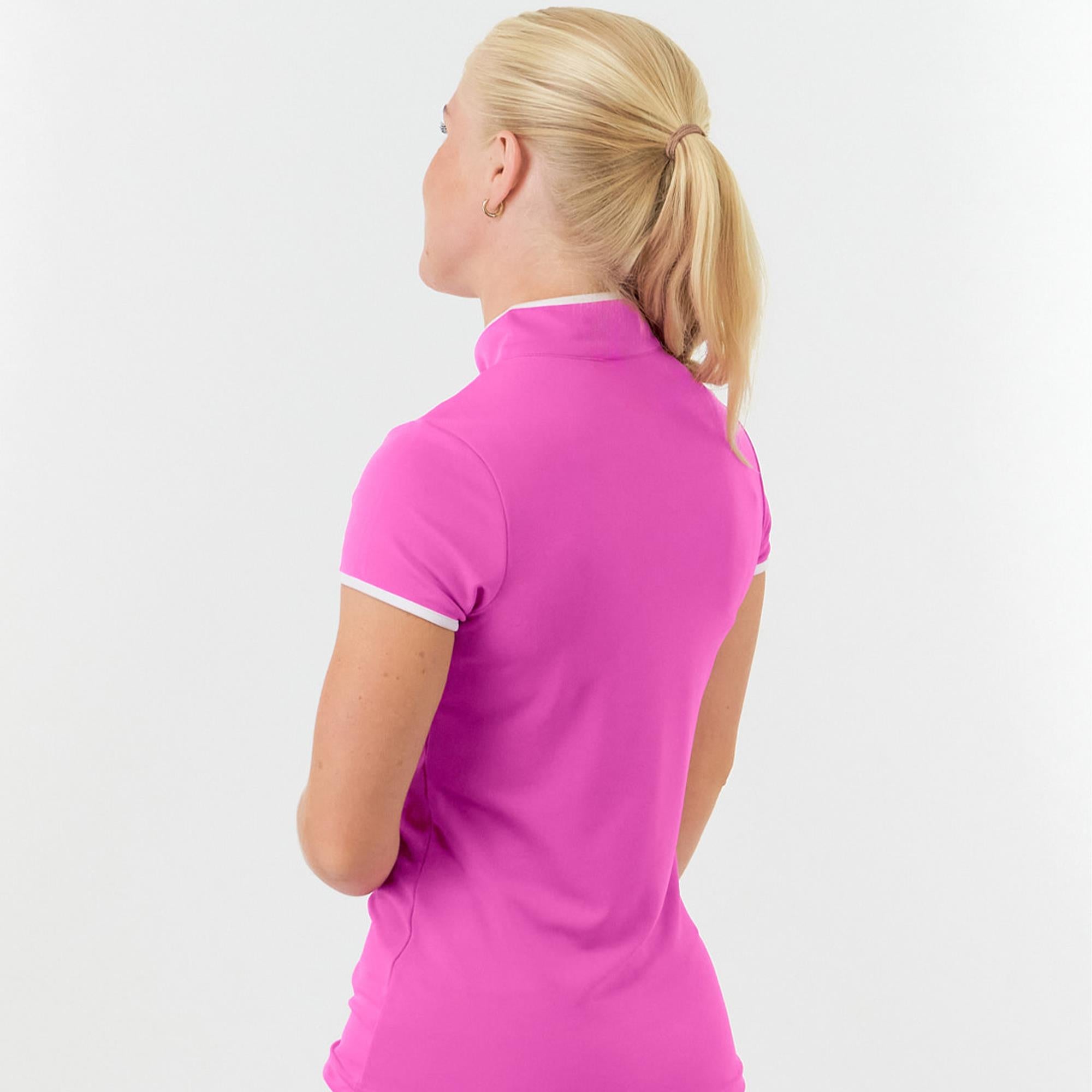 Pure Golf Bloom2 Ladies Cap Sleeve Golf Polo Shirt Azalea Pink