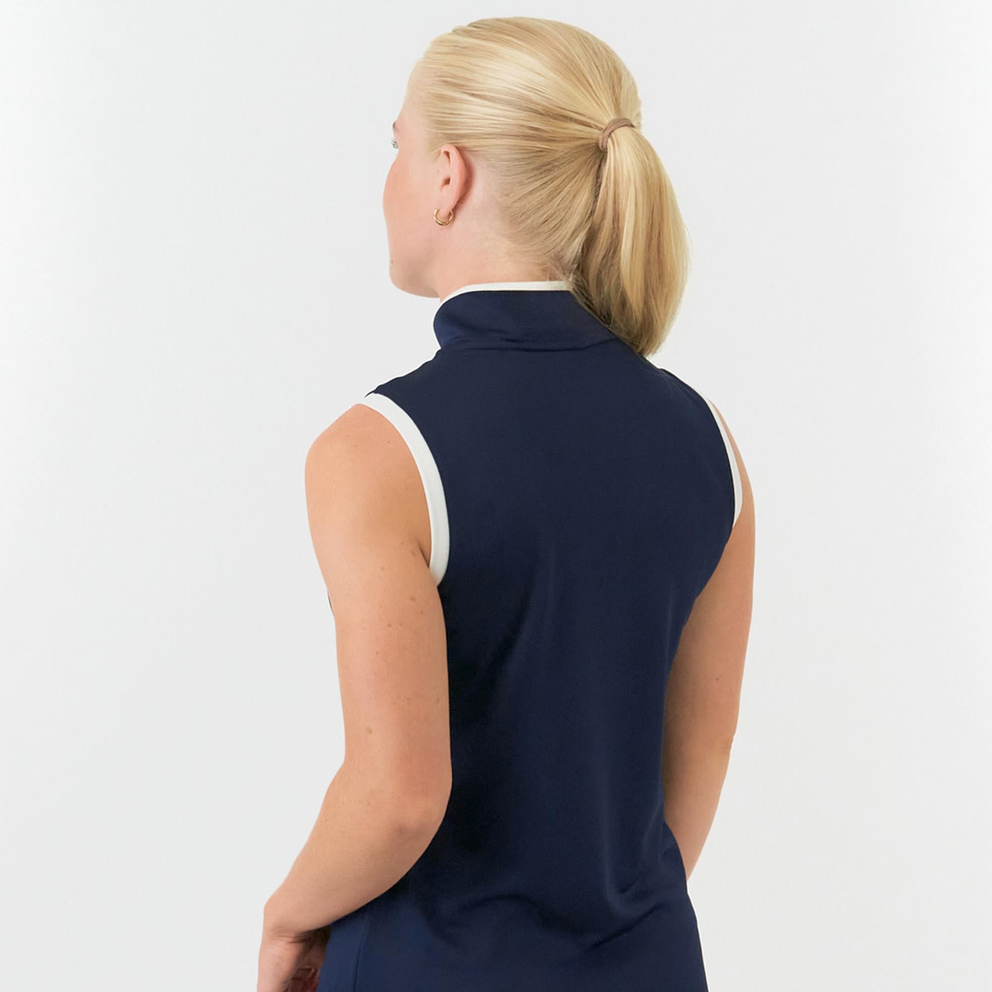 Pure Golf Bloom2 Ladies Sleeveless Golf Polo Shirt Navy