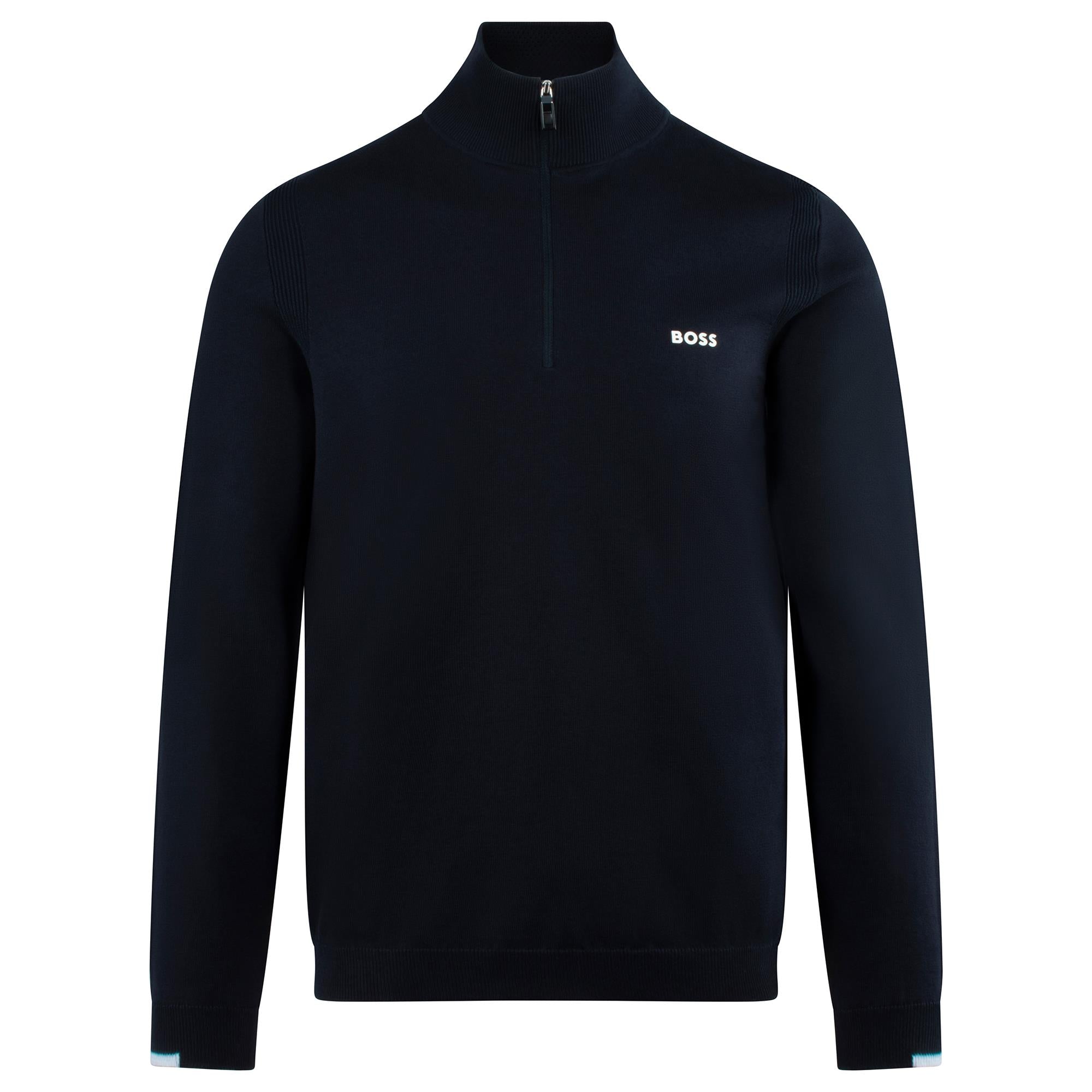 Boss Ever-X Cotton Blend Quarter Zip Sweater Navy