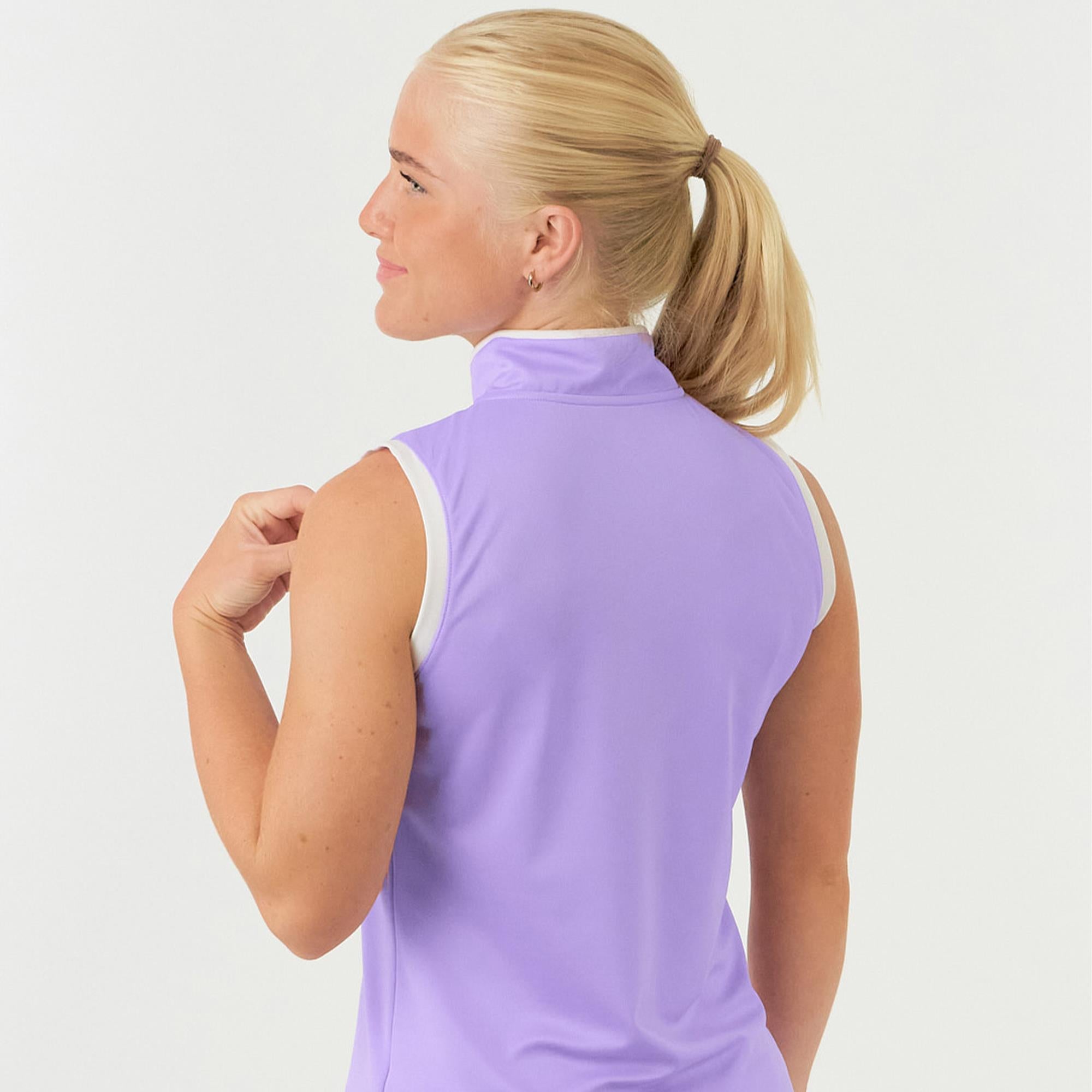 Pure Golf Bloom2 Ladies Sleeveless Golf Polo Shirt Lilac