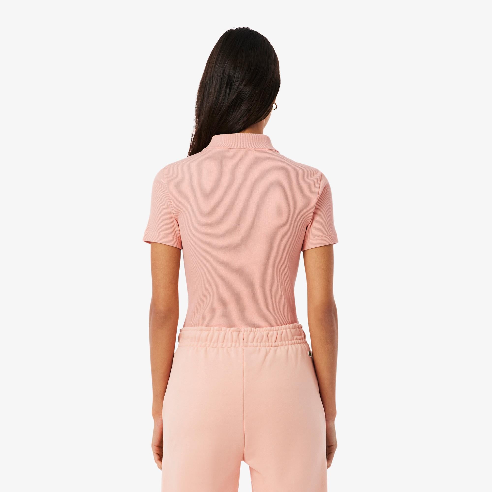 Ladies Lacoste L.12.D Slim Fit Ribbed Cotton Polo Shirt Miami