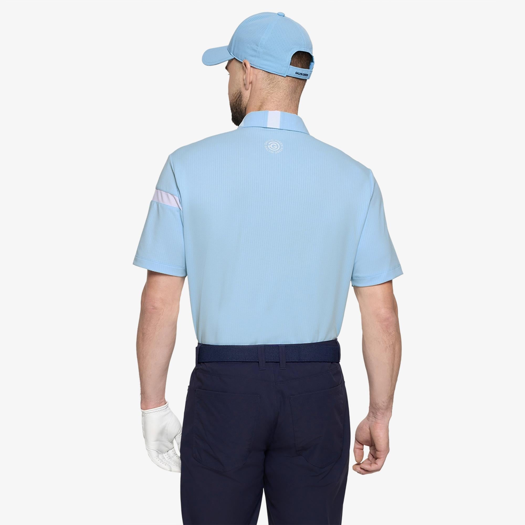 Galvin Green Morley Ventil8+ Mens Golf Polo Shirt Crystal Blue/White
