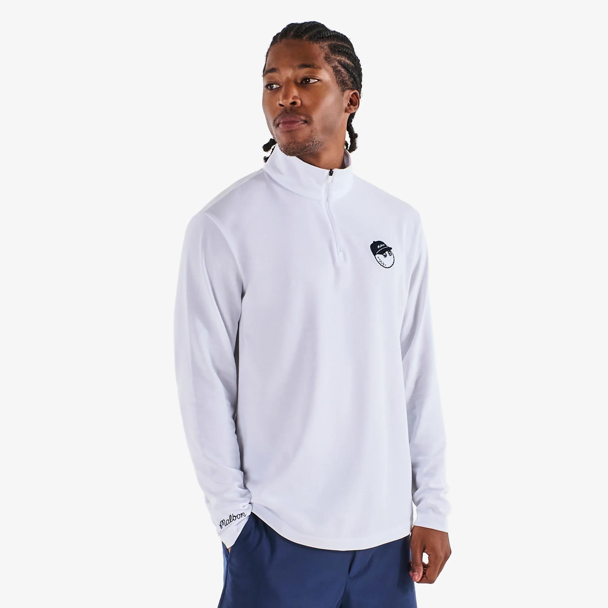 Malbon Golf Icons Flyer Mid Layer White