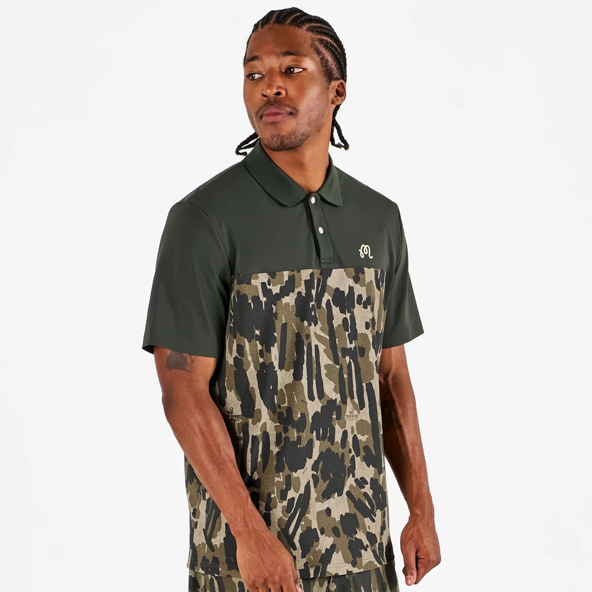 Malbon Golf Tour Divot Camo Polo Bark Camo