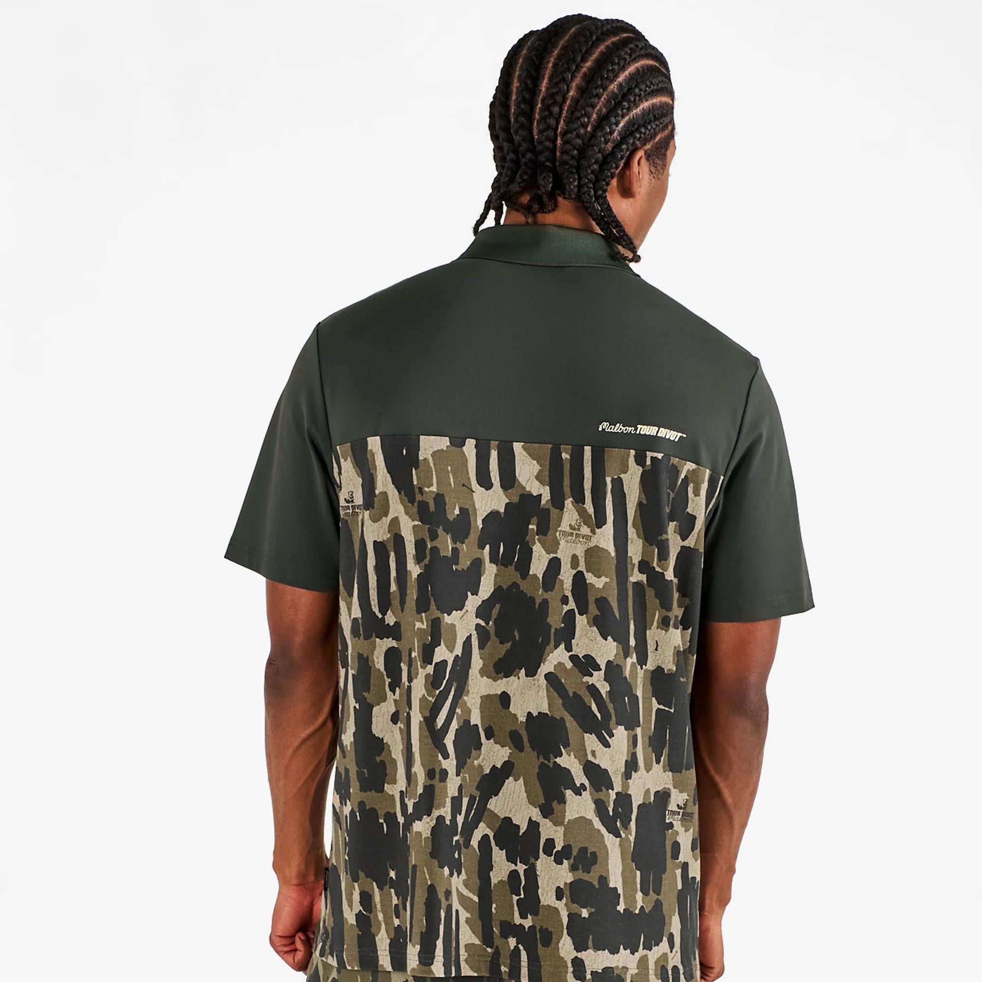 Malbon Golf Tour Divot Camo Polo Bark Camo