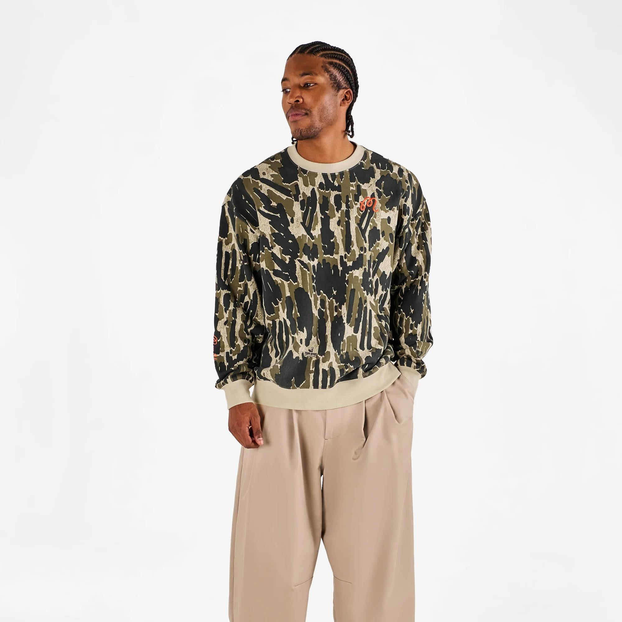 Malbon Golf Tour Divot Camo Sweatshirt Bark Camo