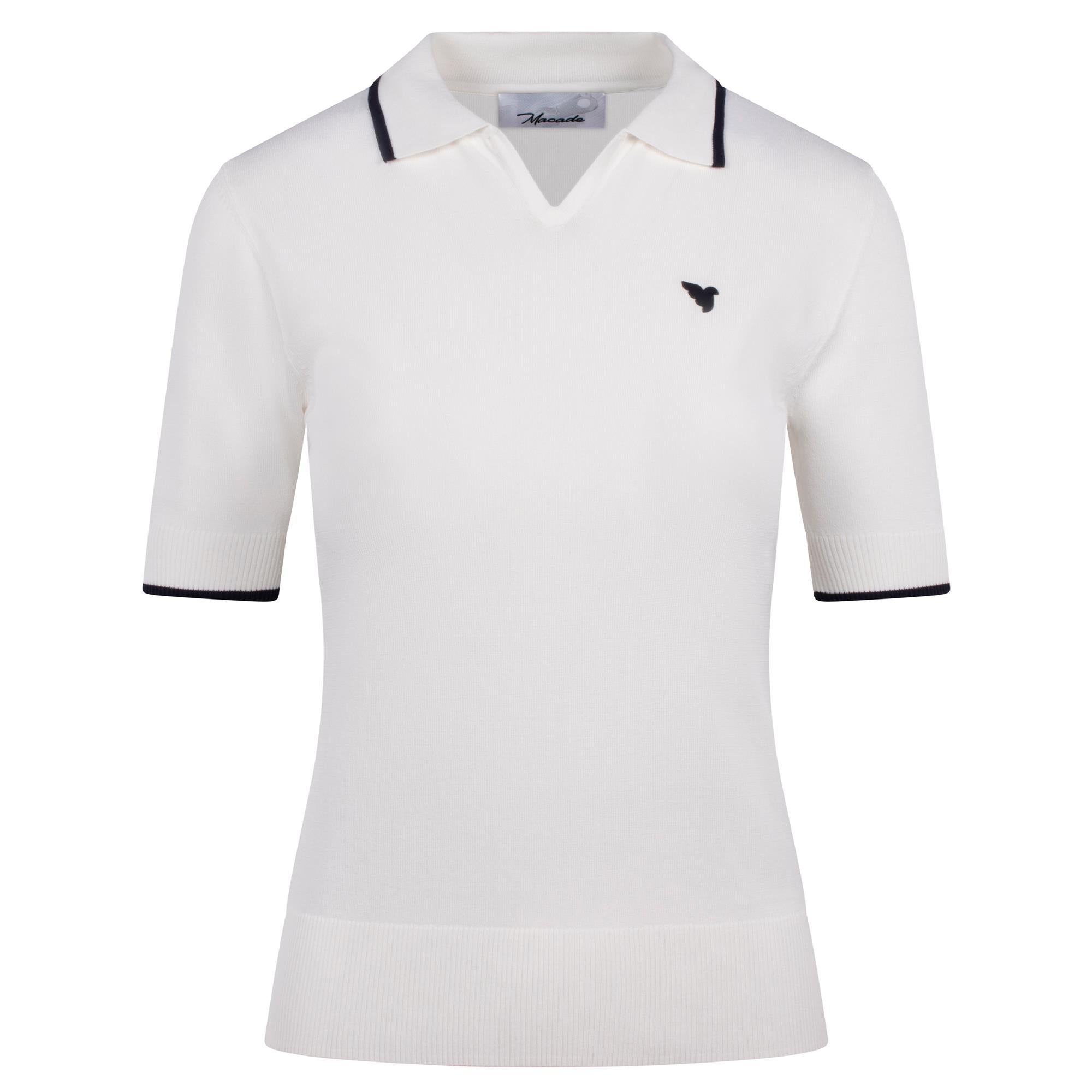 Macade Golf  Vera Cropped Ladies Golf Polo Shirt White