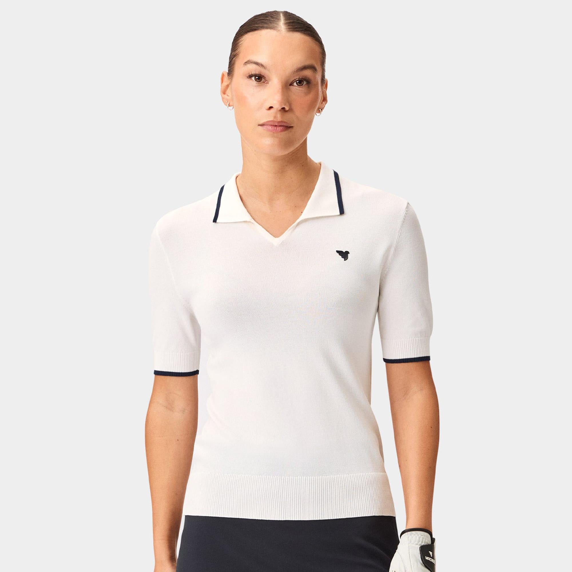 Macade Golf  Vera Cropped Ladies Golf Polo Shirt White