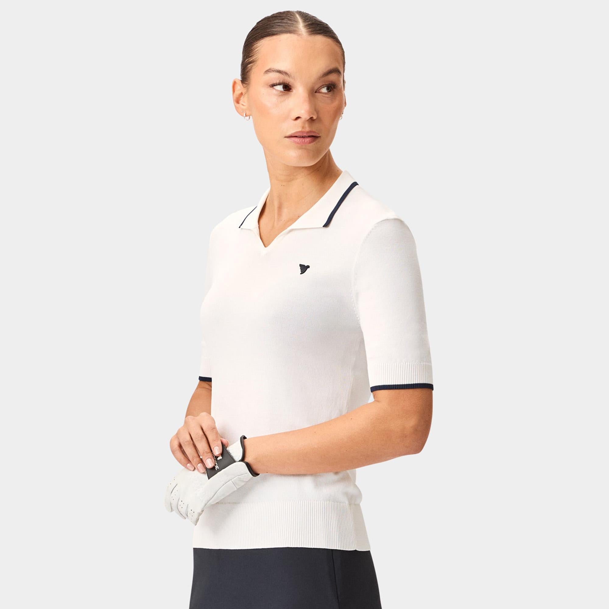Macade Golf  Vera Cropped Ladies Golf Polo Shirt White