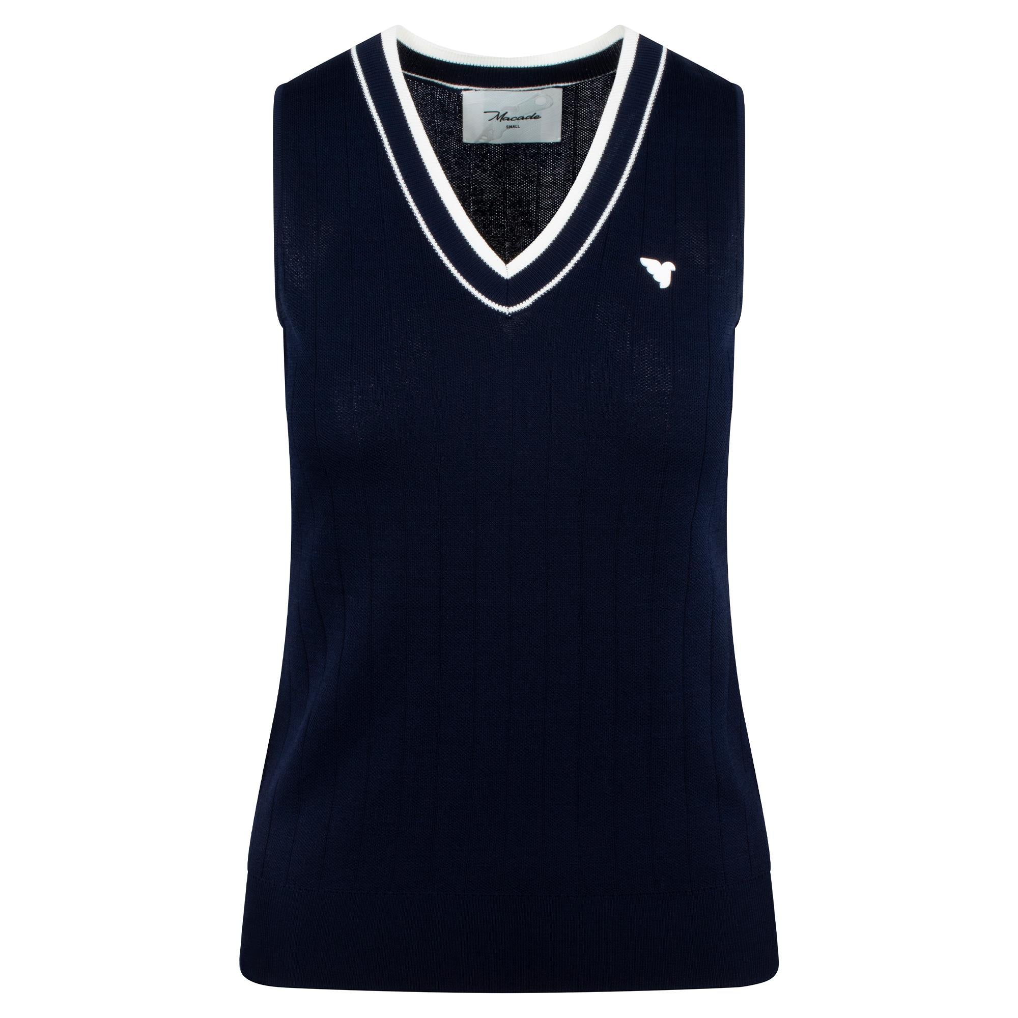 Macade Golf Ana Sleeveless V-Neck Ladies Golf Slipover Navy