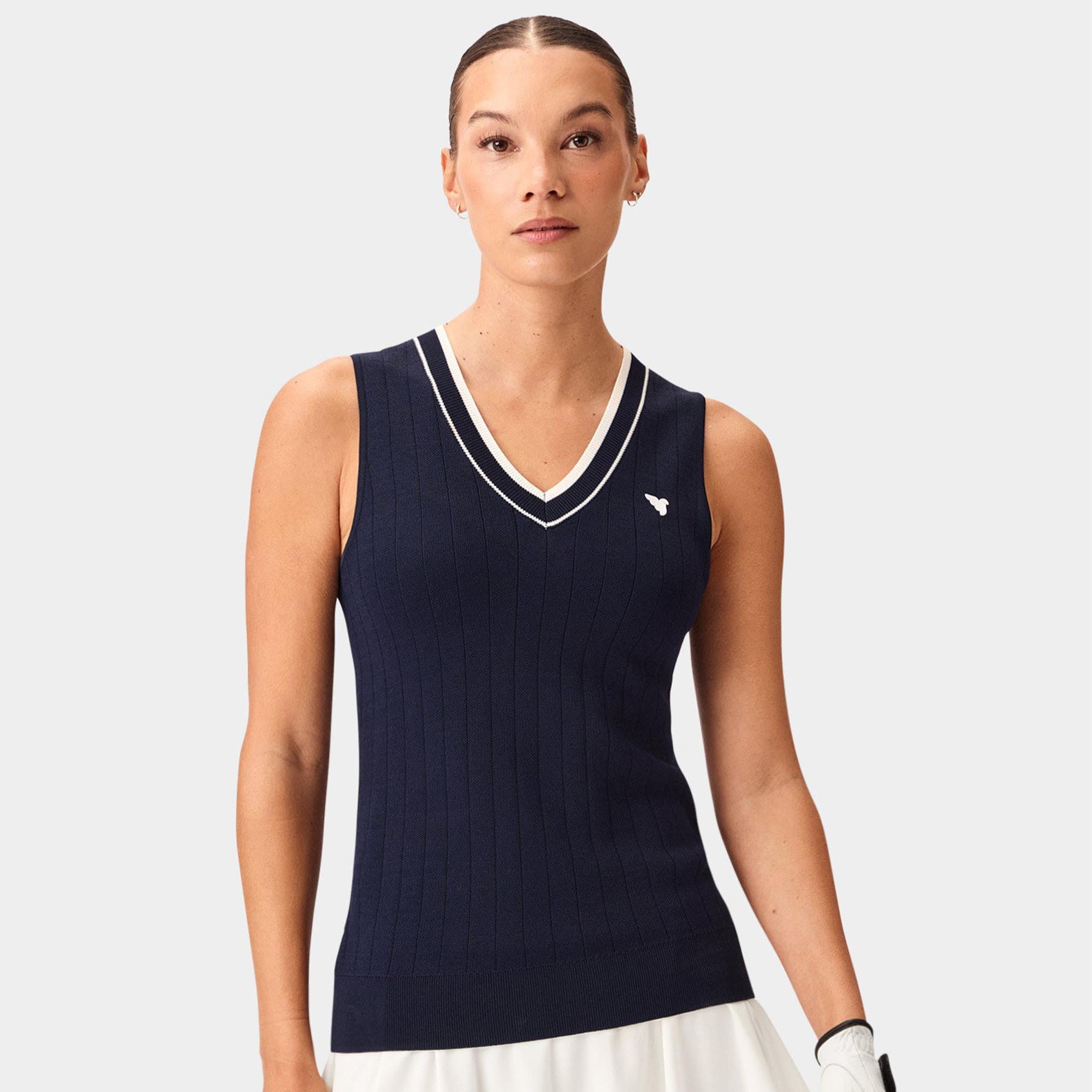 Macade Golf Ana Sleeveless V-Neck Ladies Golf Slipover Navy